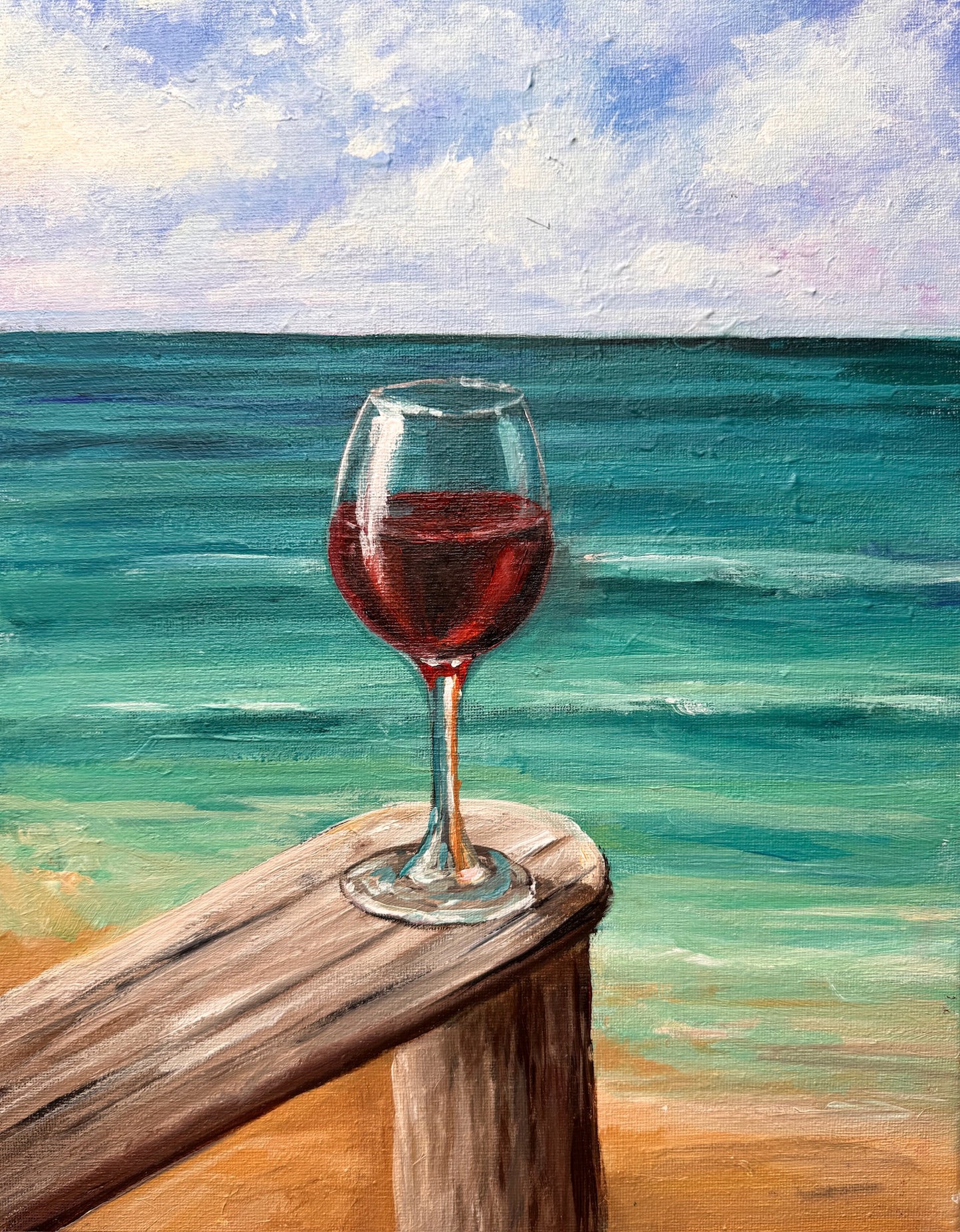 Beach, Chair, Wine