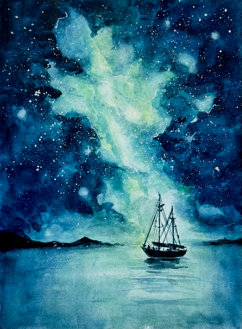 Galaxy Boat - Watercolour