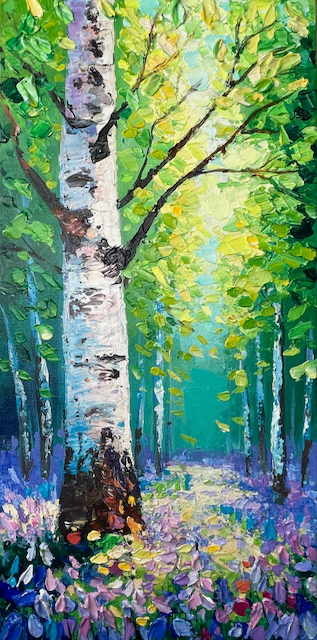 Impasto Birch and Bluebells