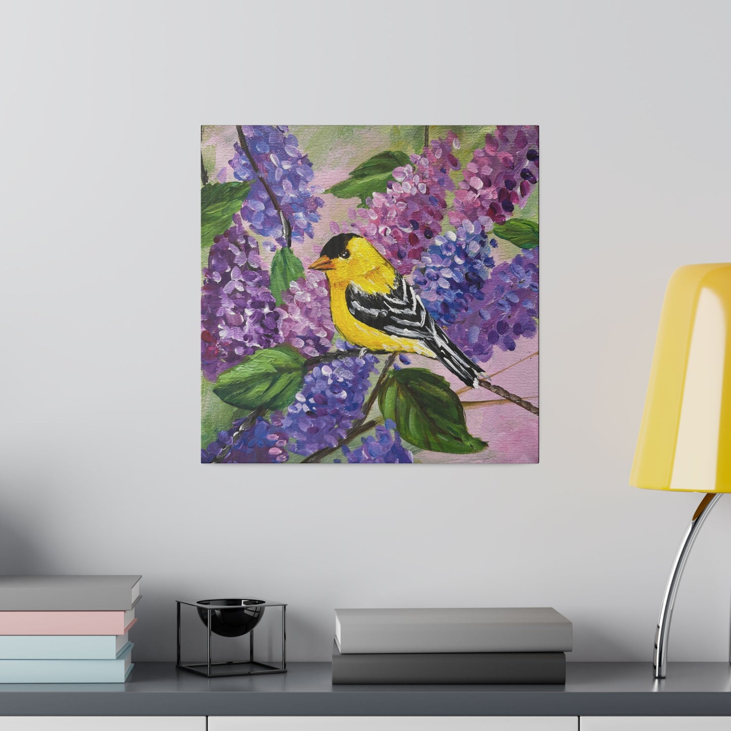 Goldfinch in the Lilacs | Matte Canvas, Stretched