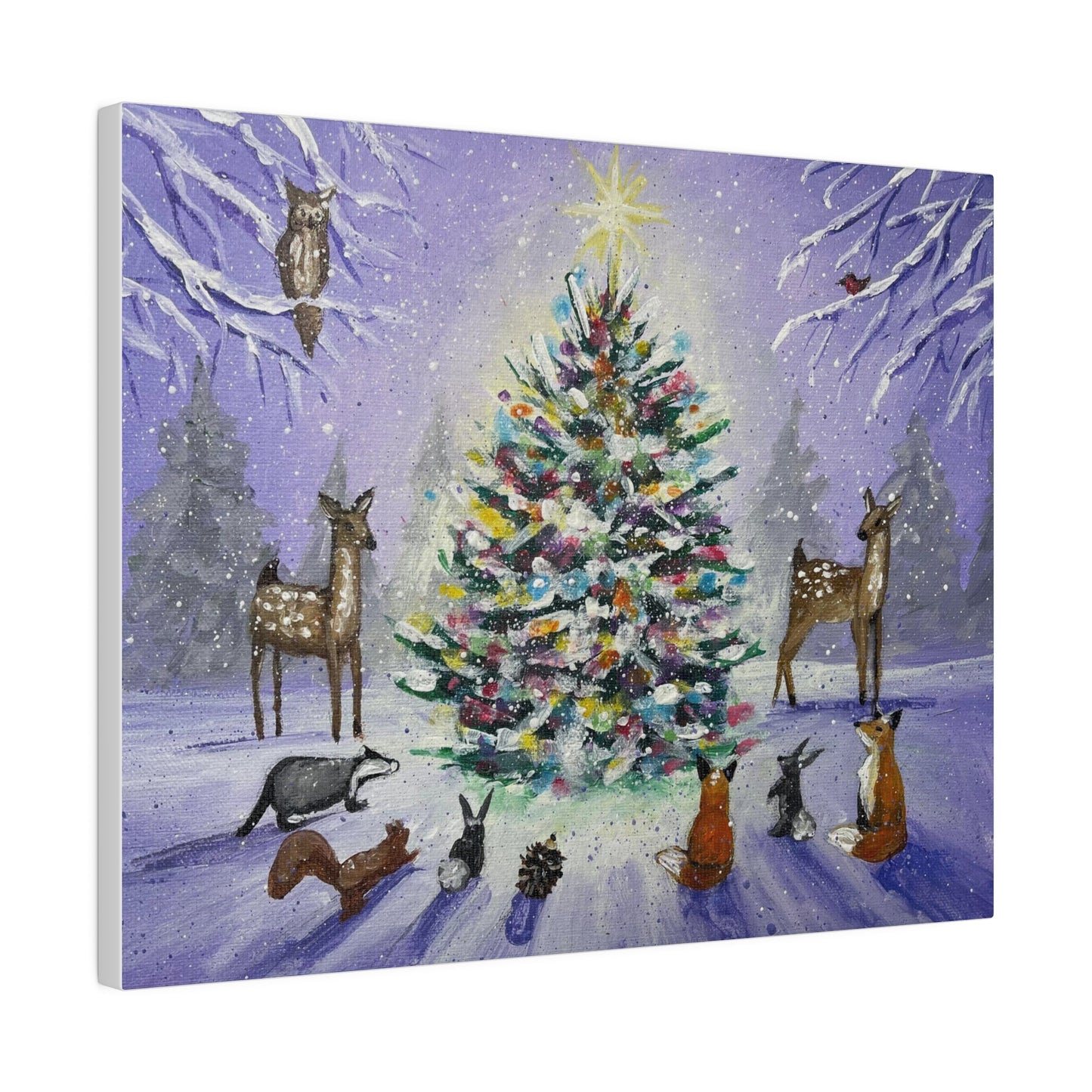 Woodland Critter Christmas | Matte Canvas, Stretched