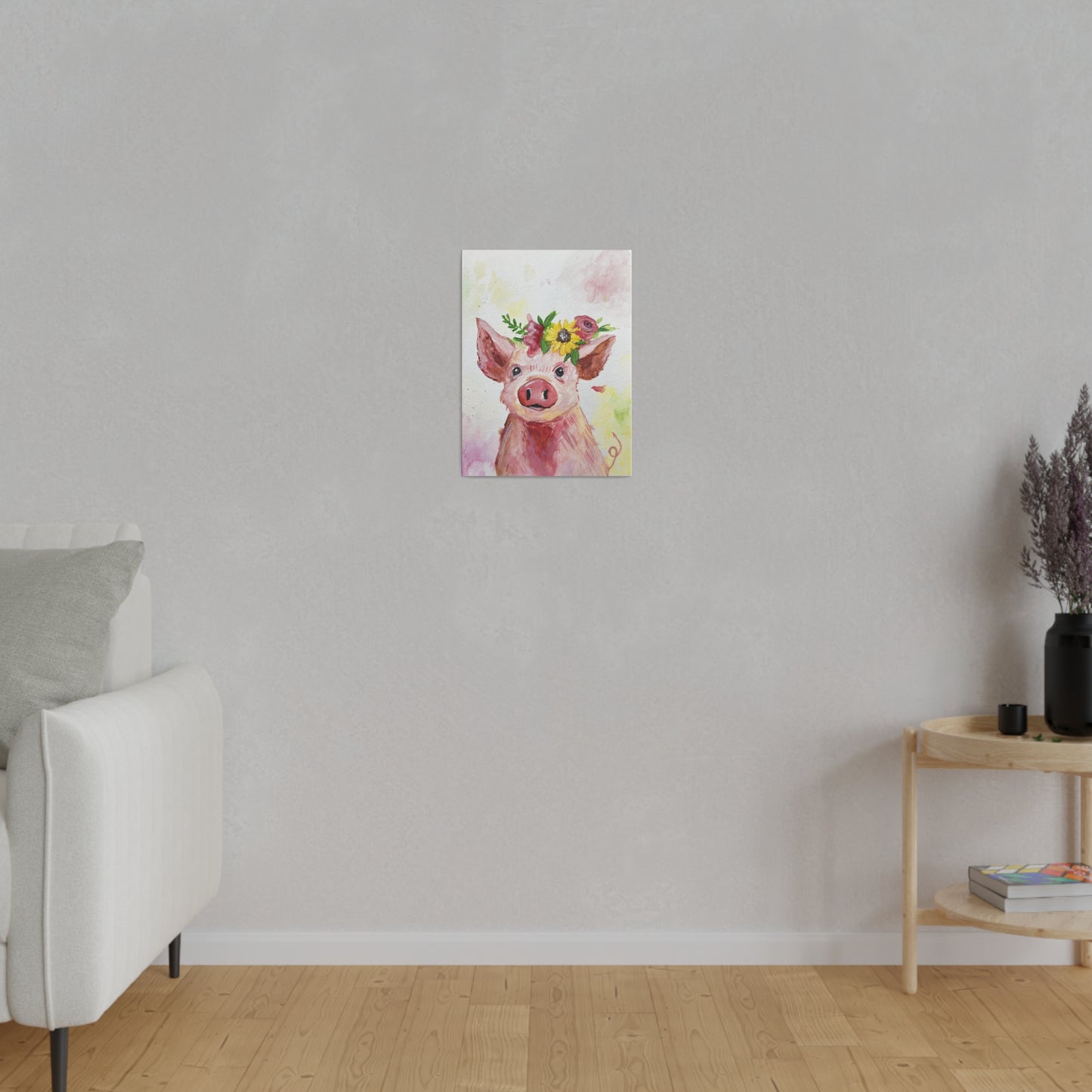 Farmyard Friends - Pig | Matte Canvas, Stretched