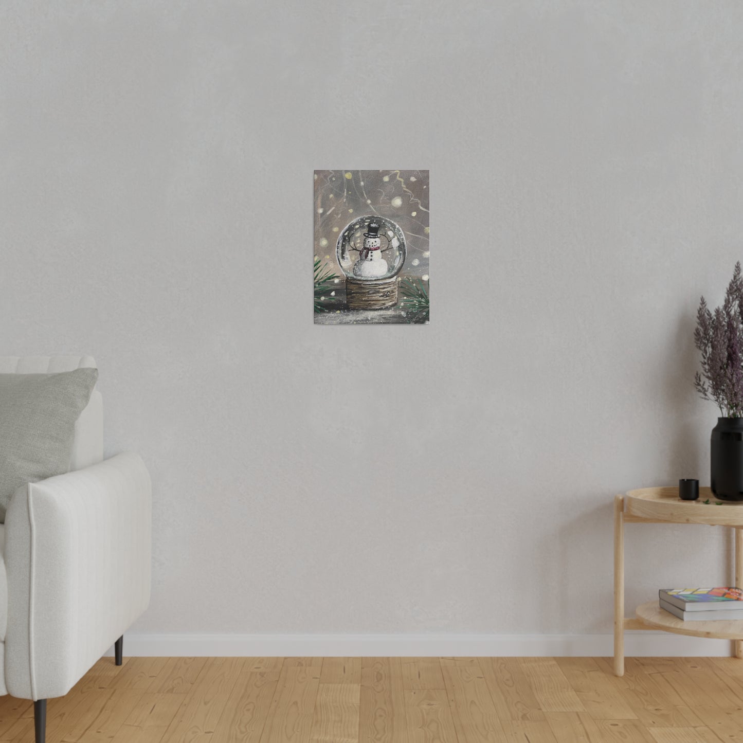 Snowman Snow Globe | Matte Canvas, Stretched