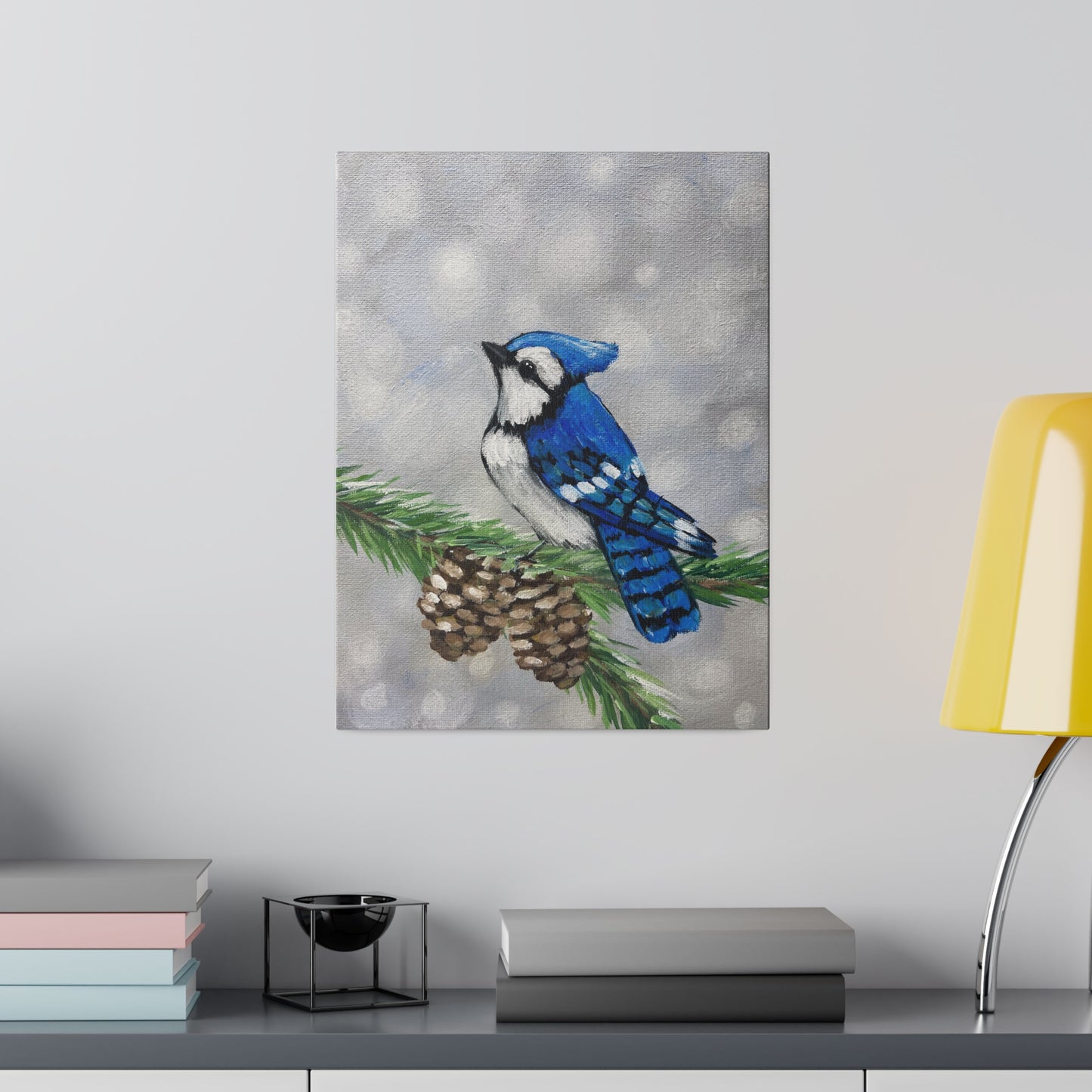 Snowy Blue Jay | Matte Canvas, Stretched
