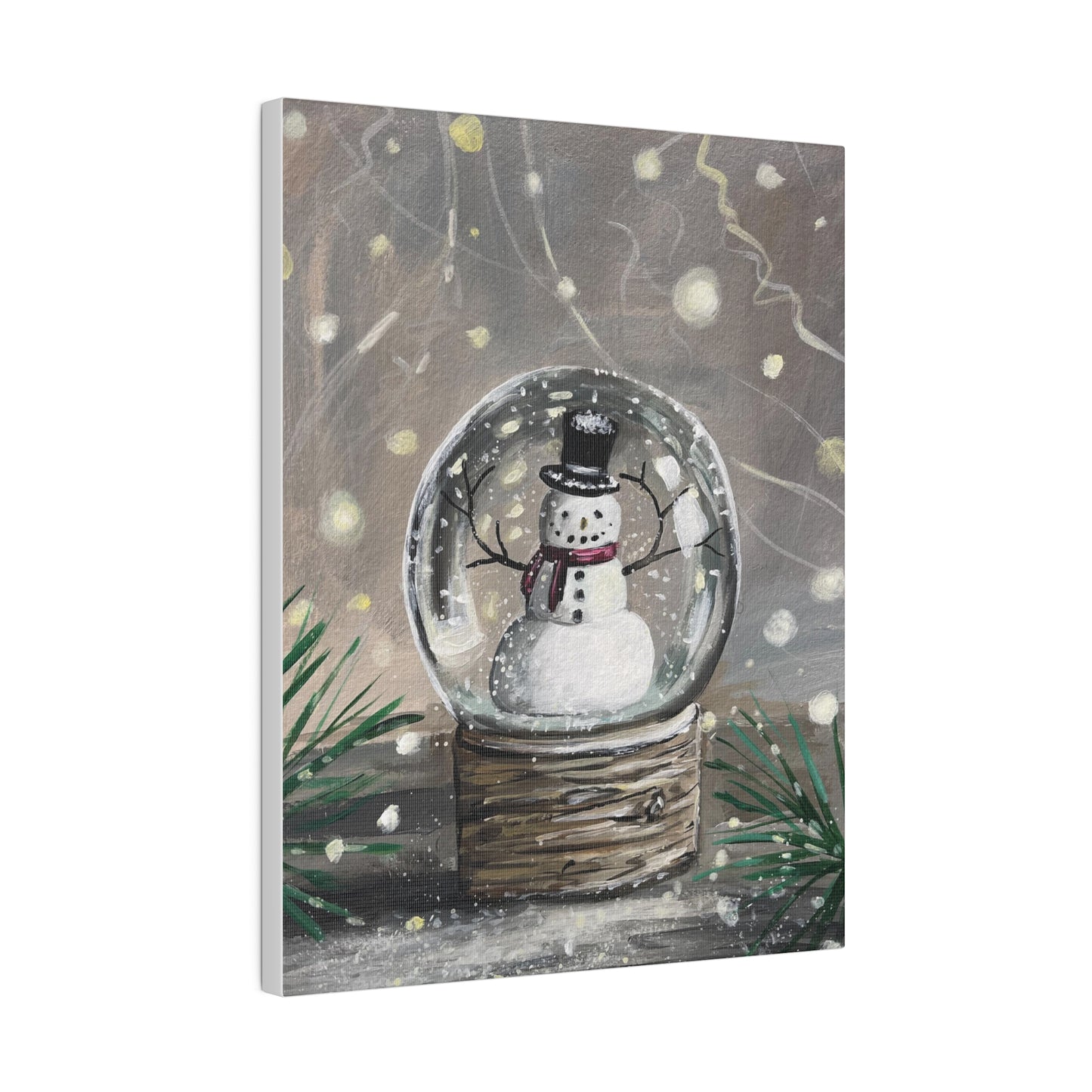Snowman Snow Globe | Matte Canvas, Stretched