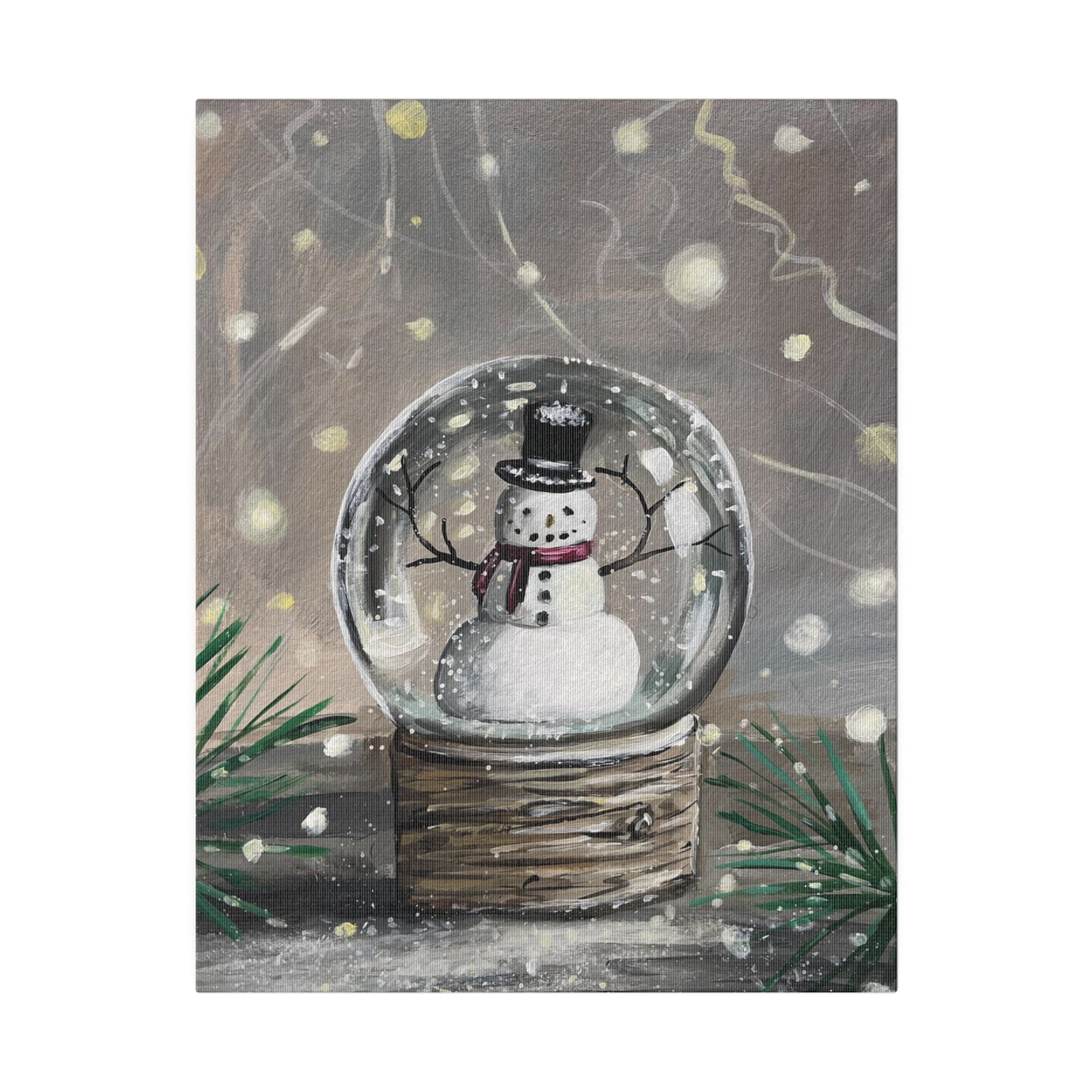 Snowman Snow Globe | Matte Canvas, Stretched