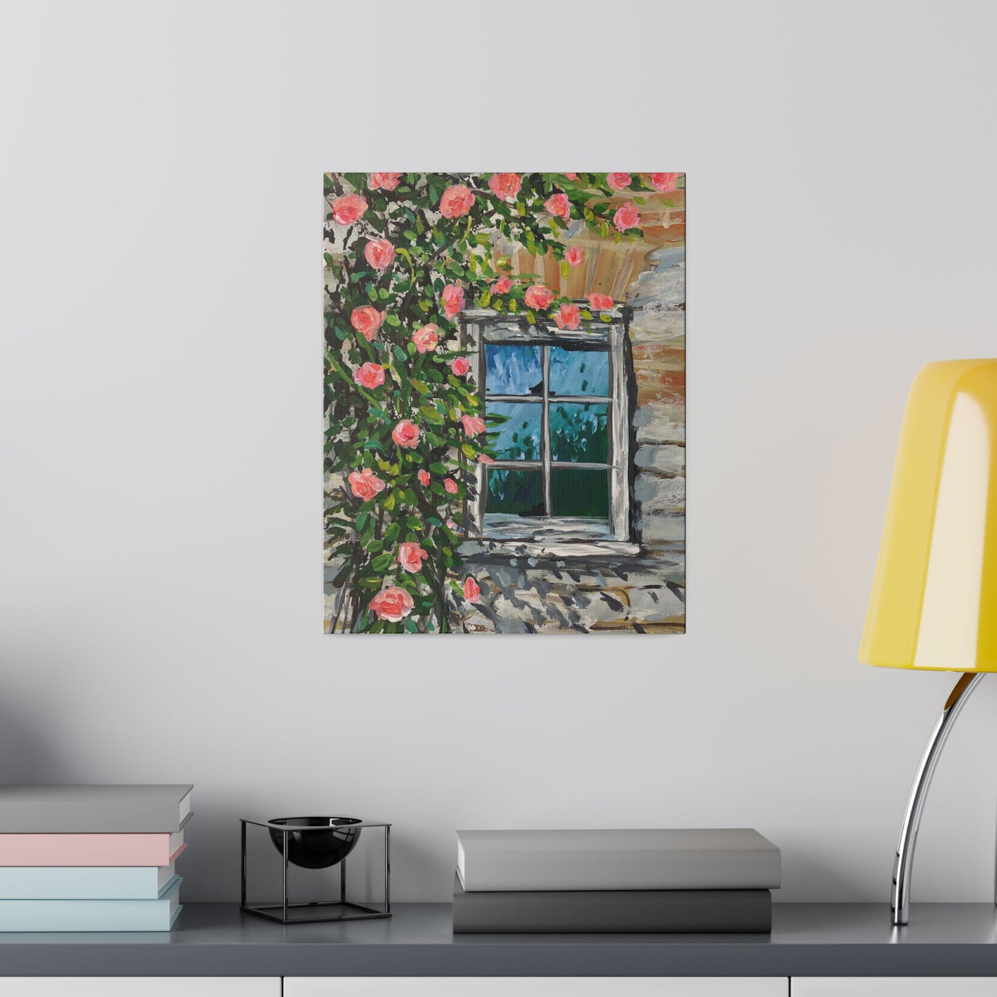 Roses Climbing an Old Wall | Matte Canvas, Stretched