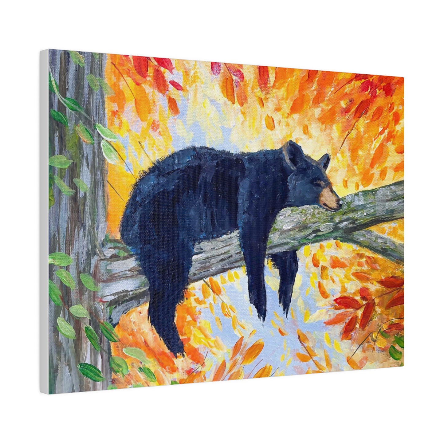 Bear Cozy Autumn | Matte Canvas, Stretched