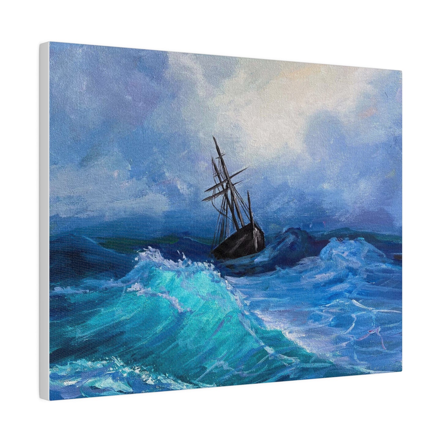 Pirate Ship on Stormy Seas | Matte Canvas, Stretched
