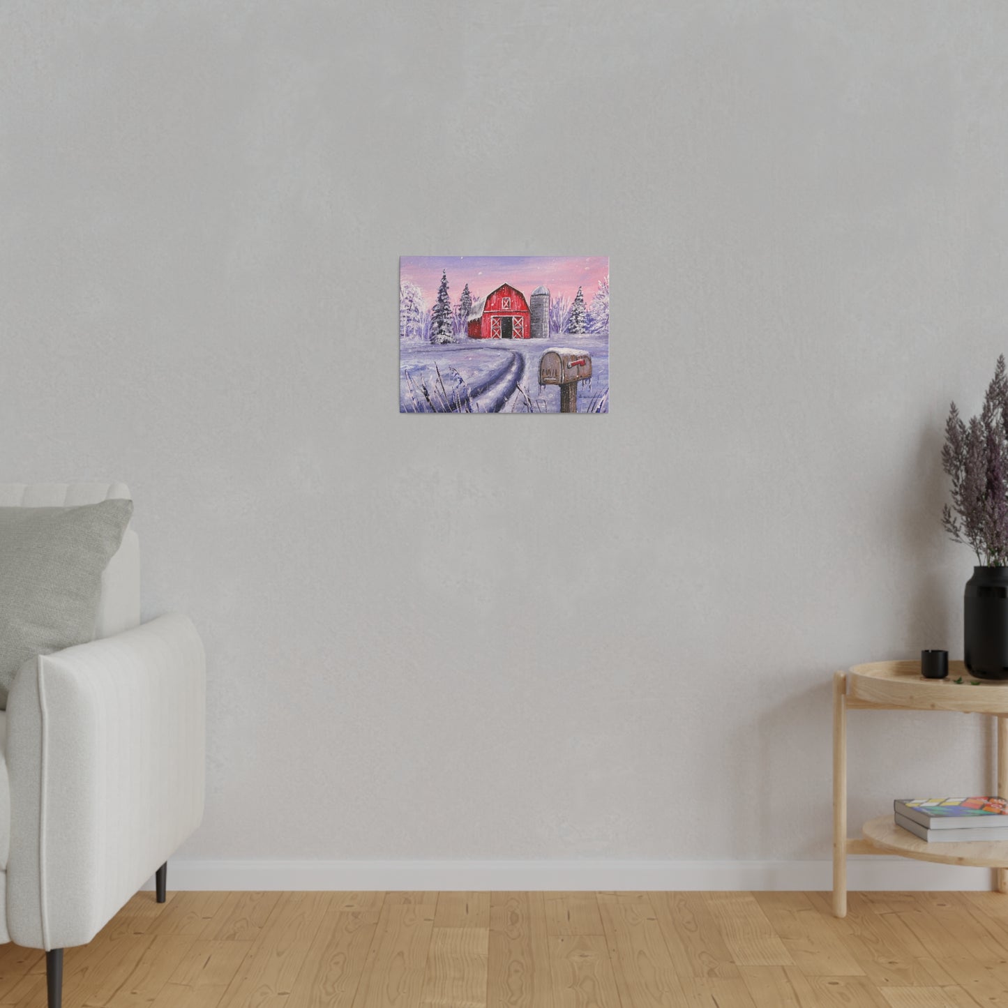 Winter Barn | Matte Canvas, Stretched