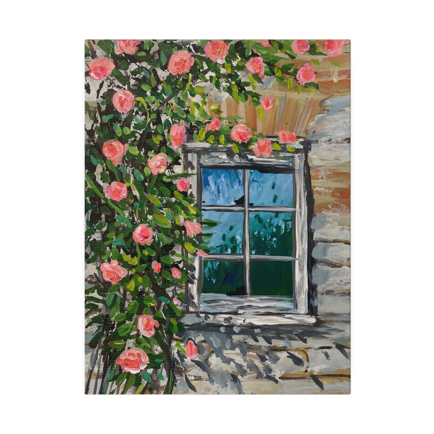 Roses Climbing an Old Wall | Matte Canvas, Stretched