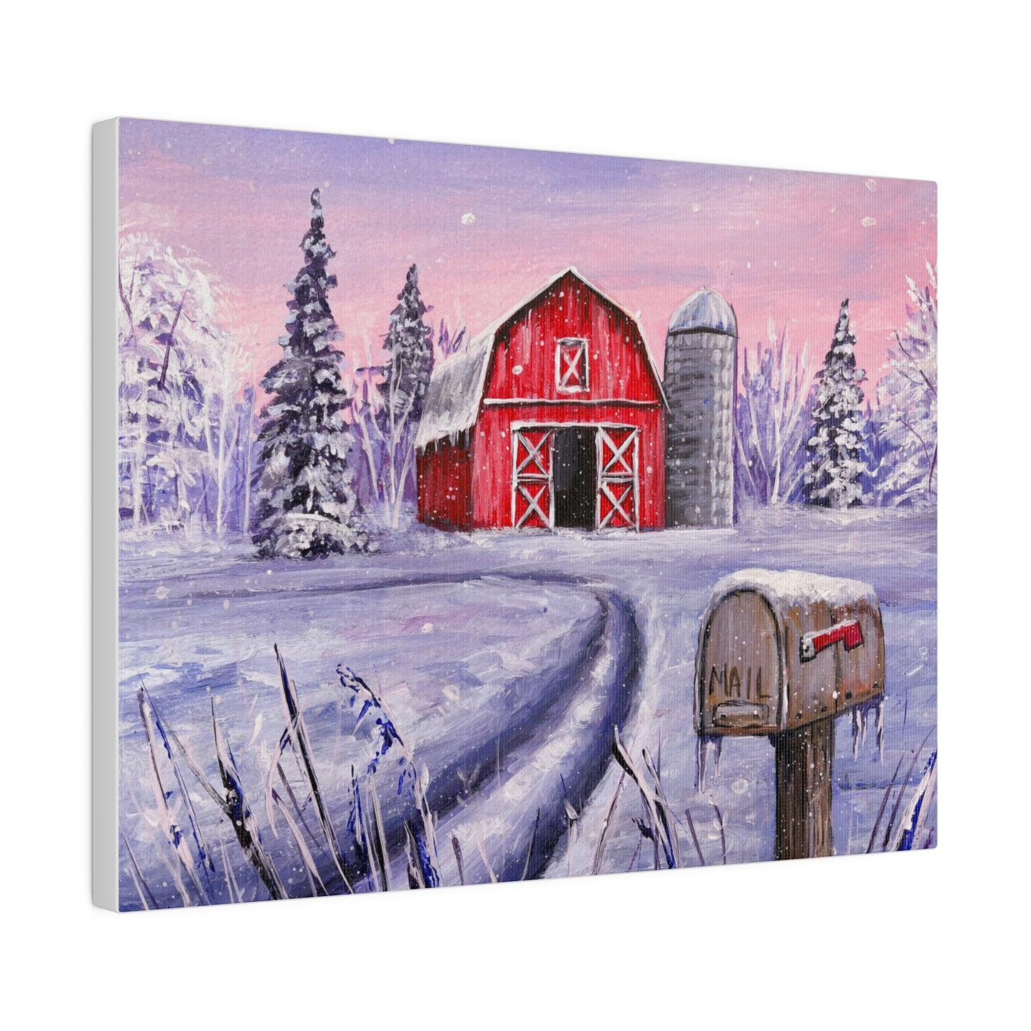 Winter Barn | Matte Canvas, Stretched