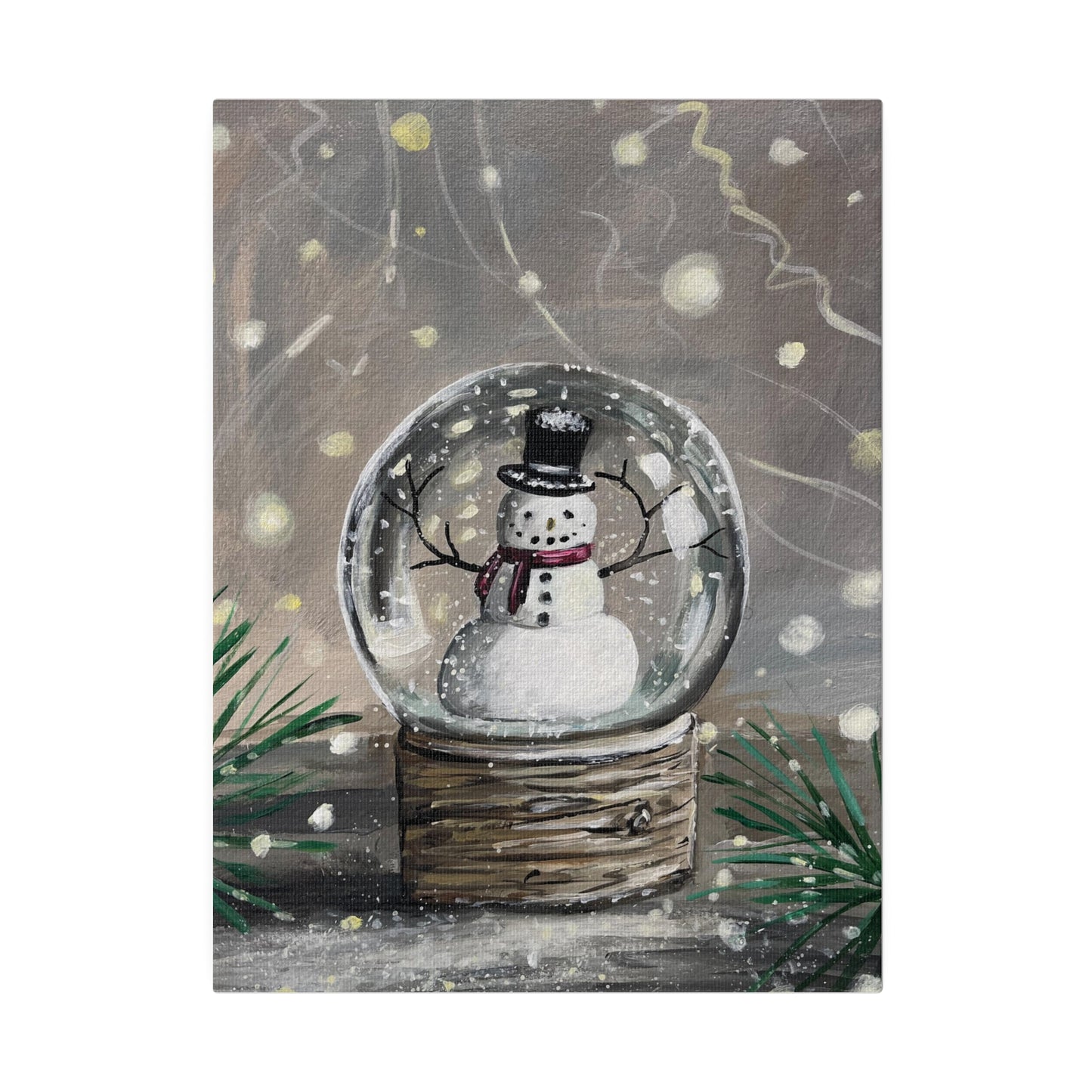 Snowman Snow Globe | Matte Canvas, Stretched