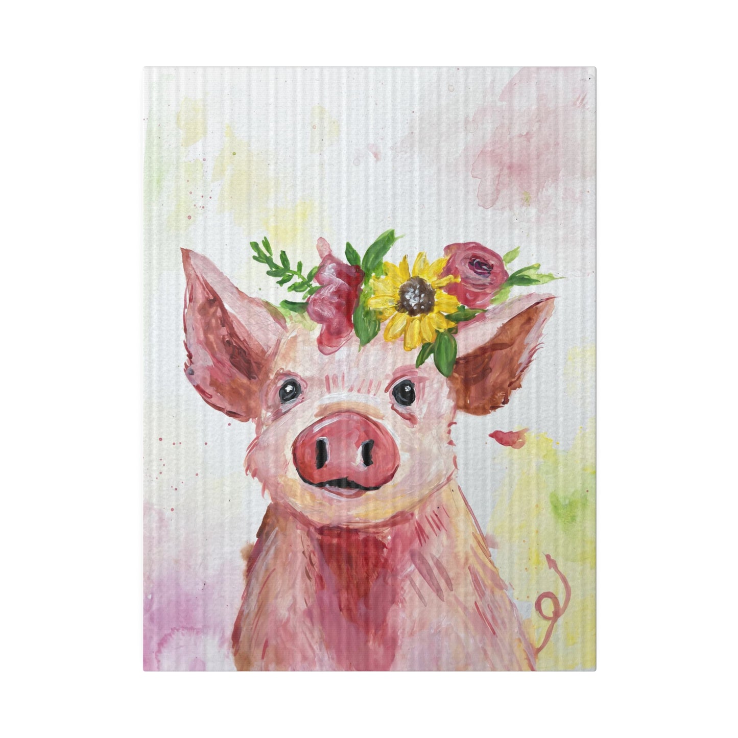 Farmyard Friends - Pig | Matte Canvas, Stretched