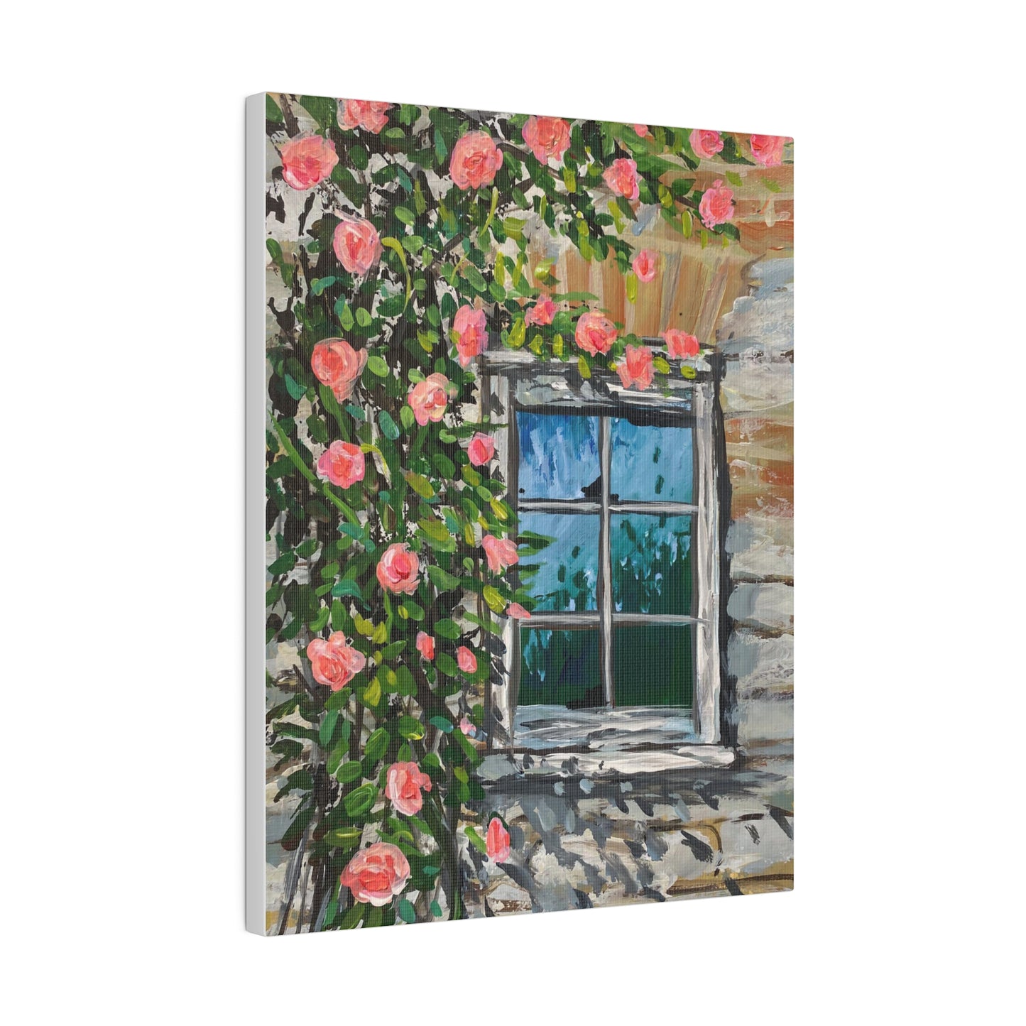 Roses Climbing an Old Wall | Matte Canvas, Stretched