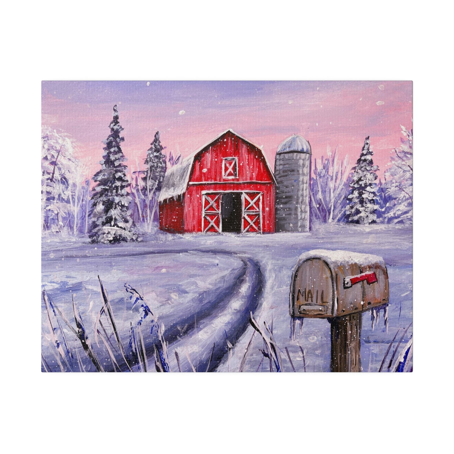 Winter Barn | Matte Canvas, Stretched
