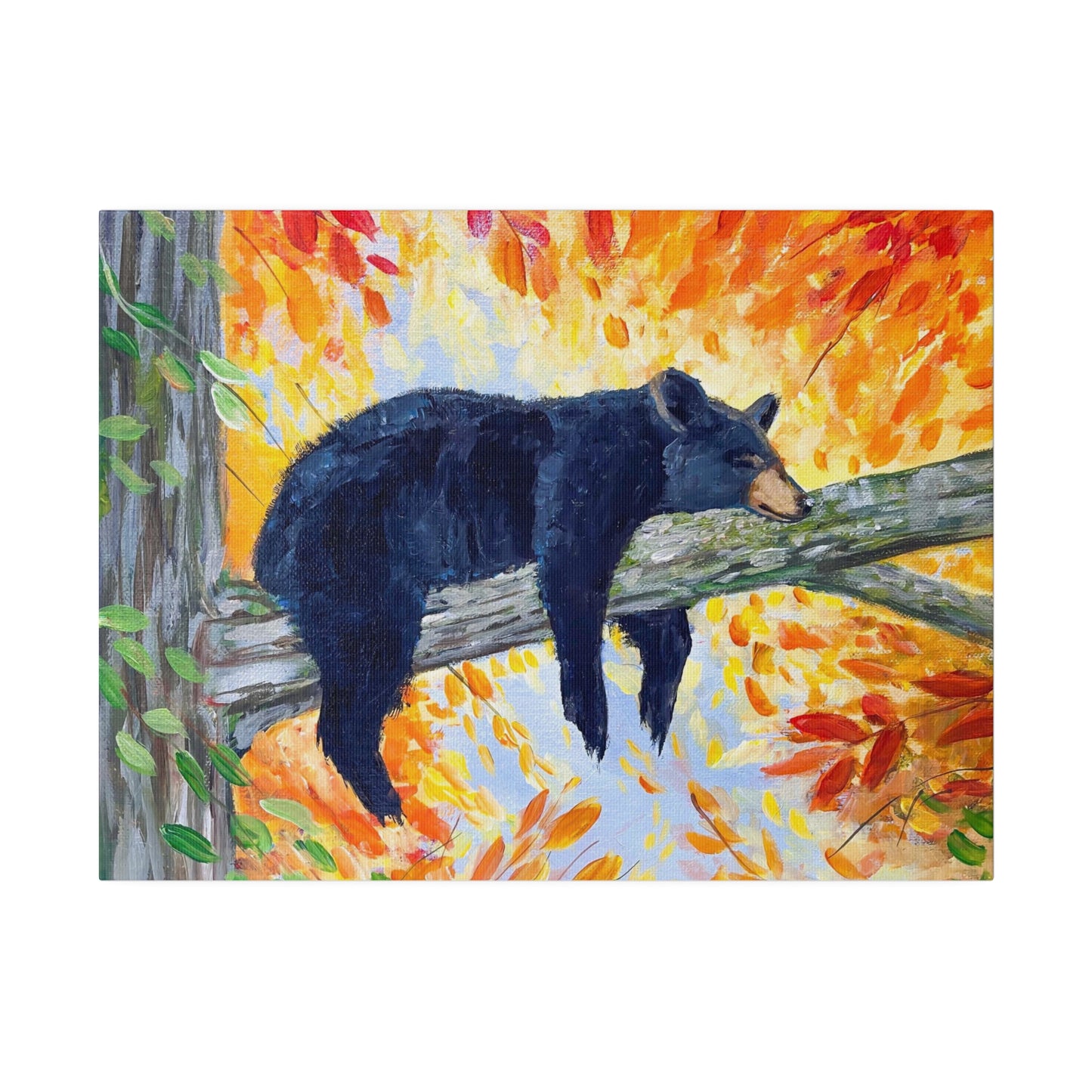 Bear Cozy Autumn | Matte Canvas, Stretched