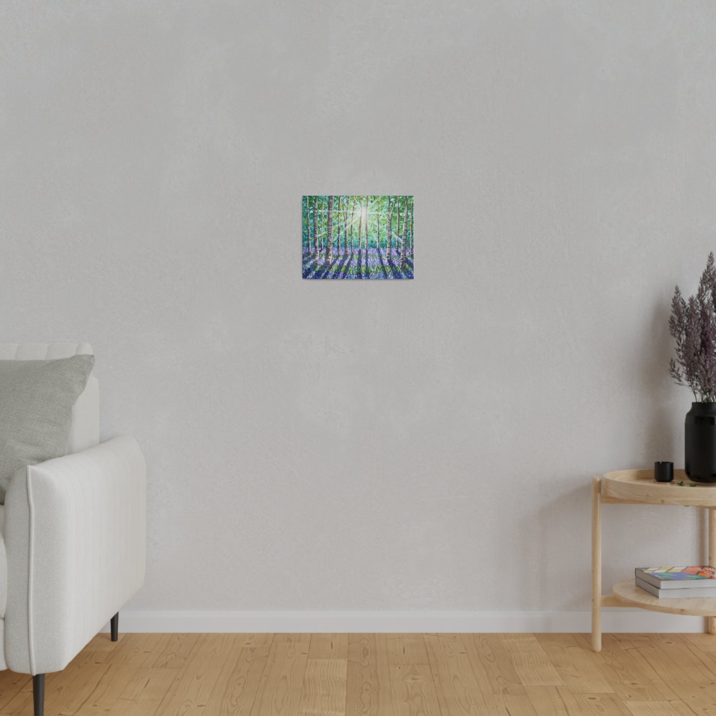 Spring Birch & Bluebells | Matte Canvas, Stretched