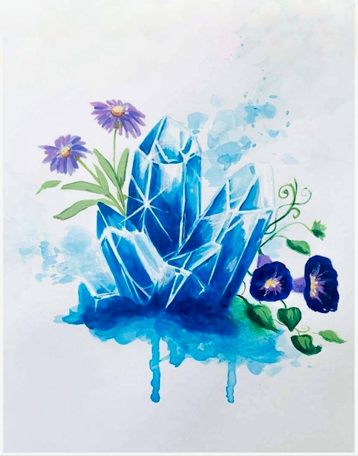 September Birthstone - Sapphire Morning Glory and Aster