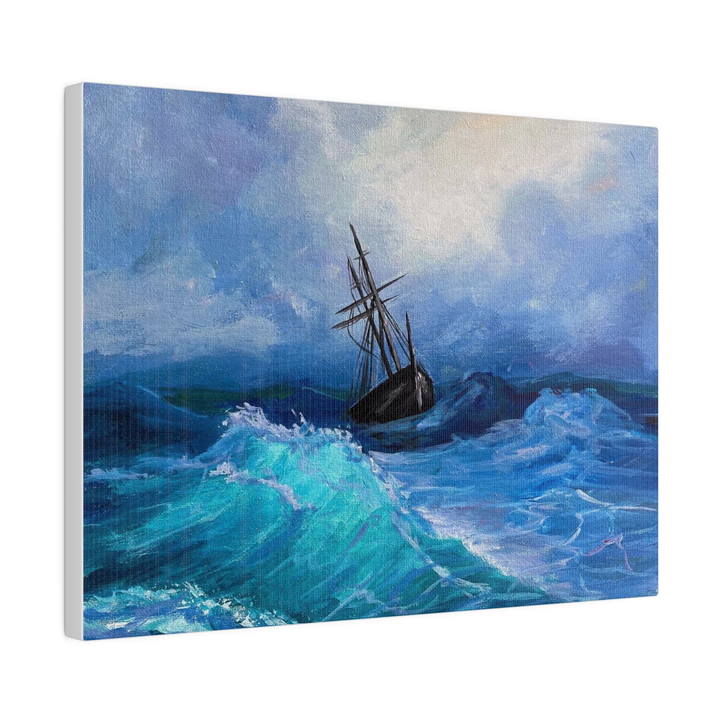 Pirate Ship on Stormy Seas | Matte Canvas, Stretched