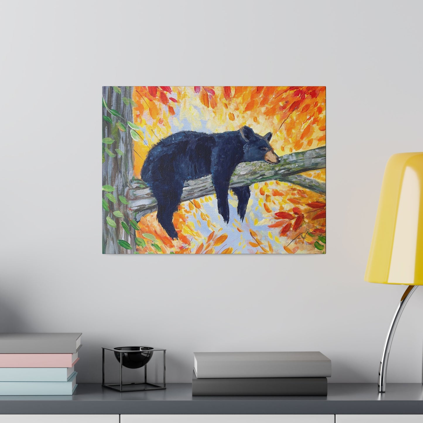 Bear Cozy Autumn | Matte Canvas, Stretched