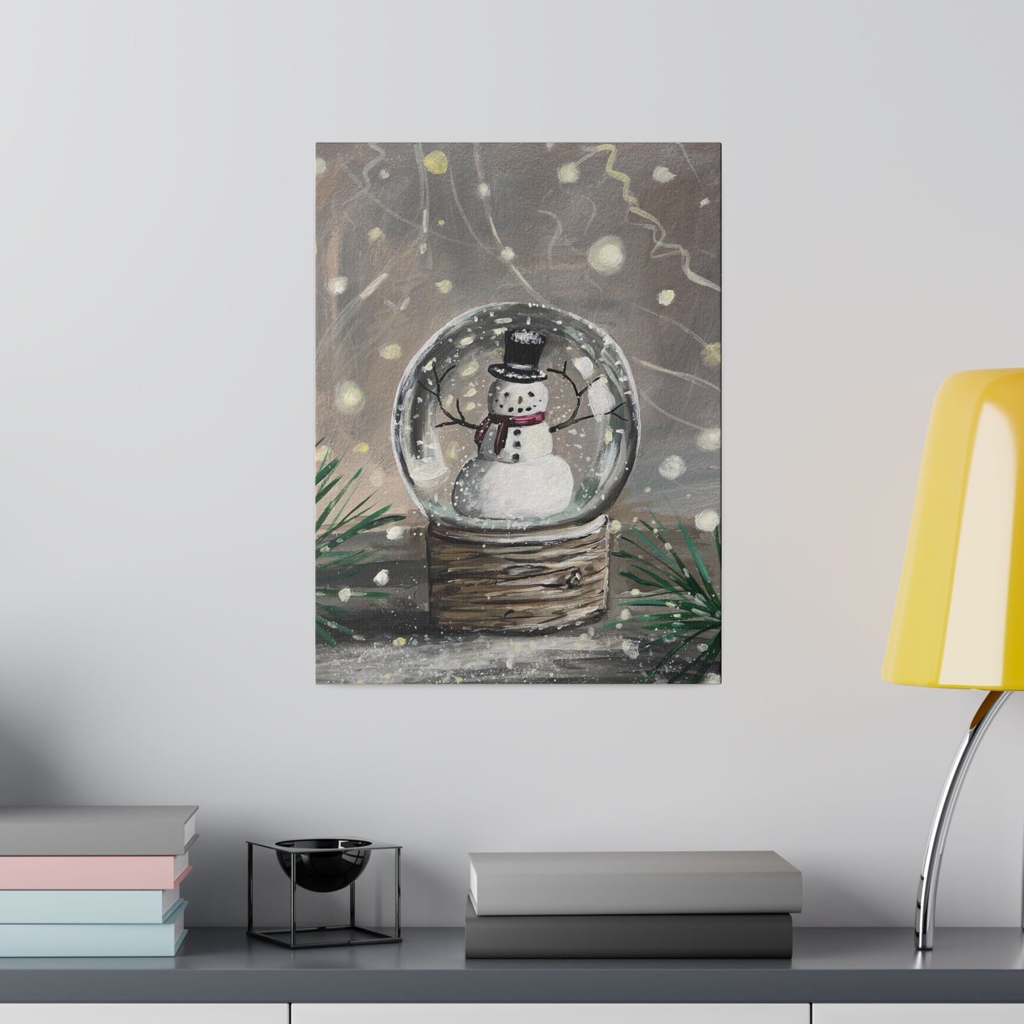 Snowman Snow Globe | Matte Canvas, Stretched