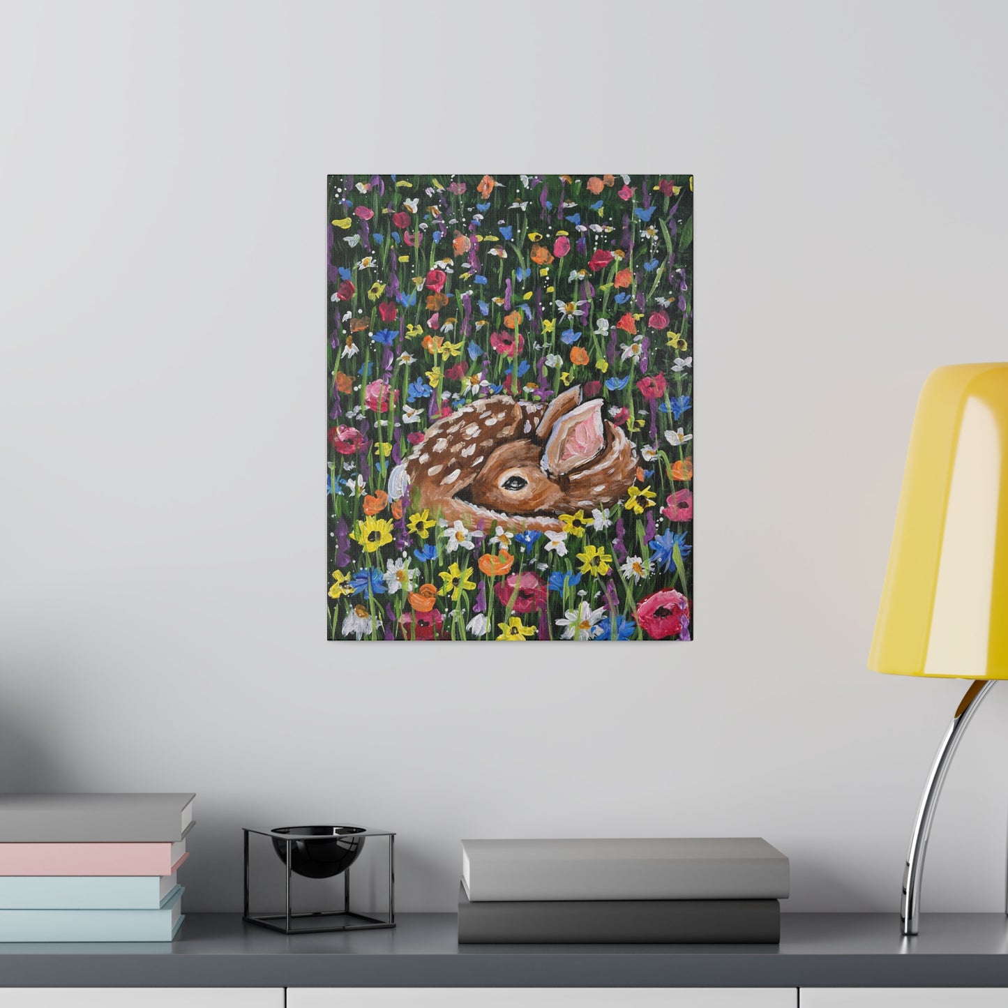 Floral Fawn | Matte Canvas, Stretched