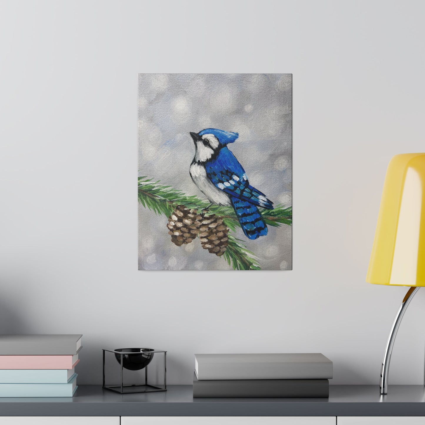 Snowy Blue Jay | Matte Canvas, Stretched