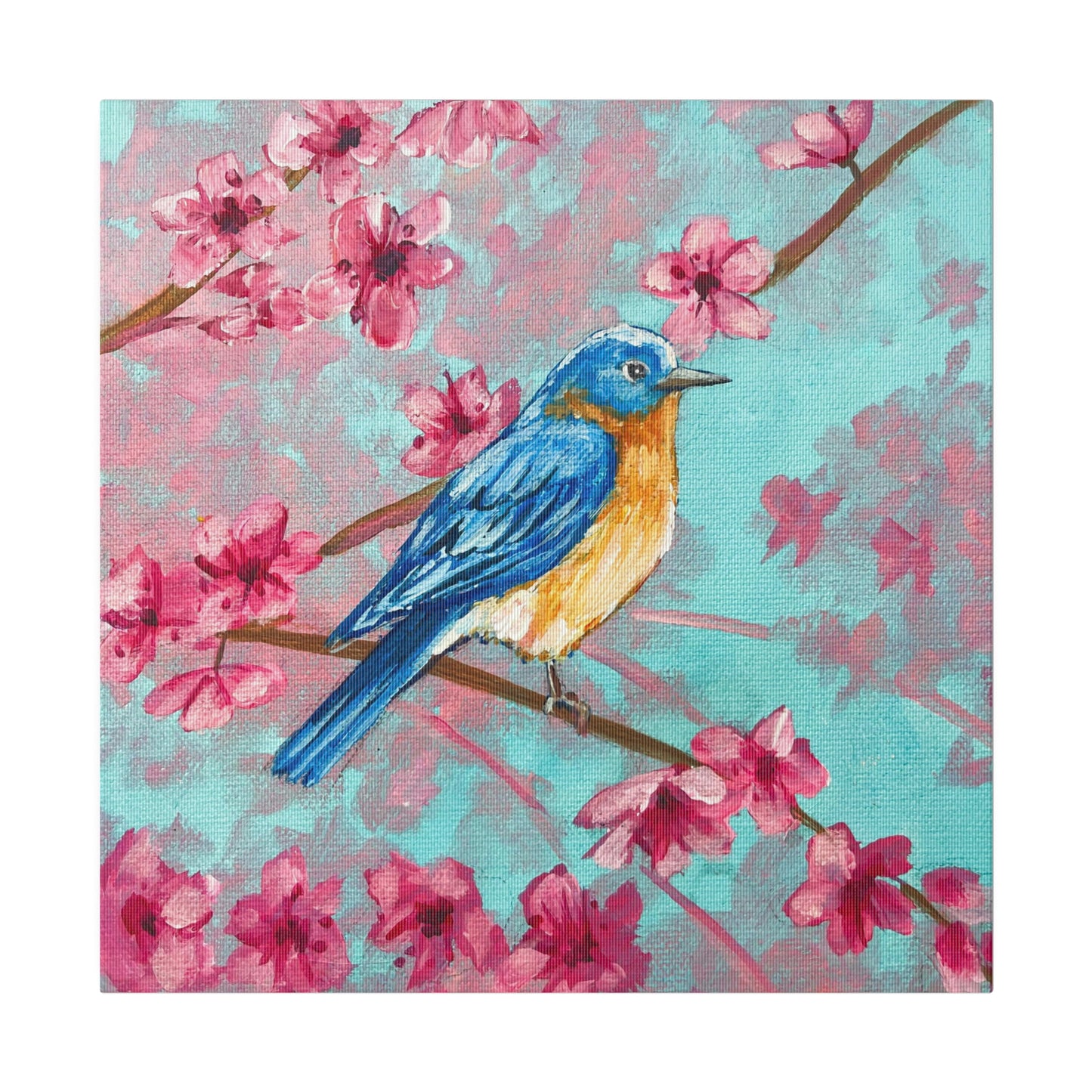 Cherry Blossom Bluebird | Matte Canvas, Stretched