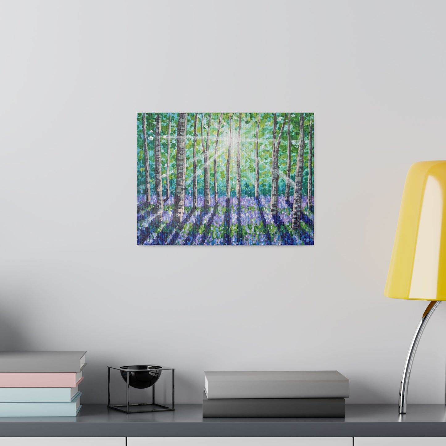 Spring Birch & Bluebells | Matte Canvas, Stretched