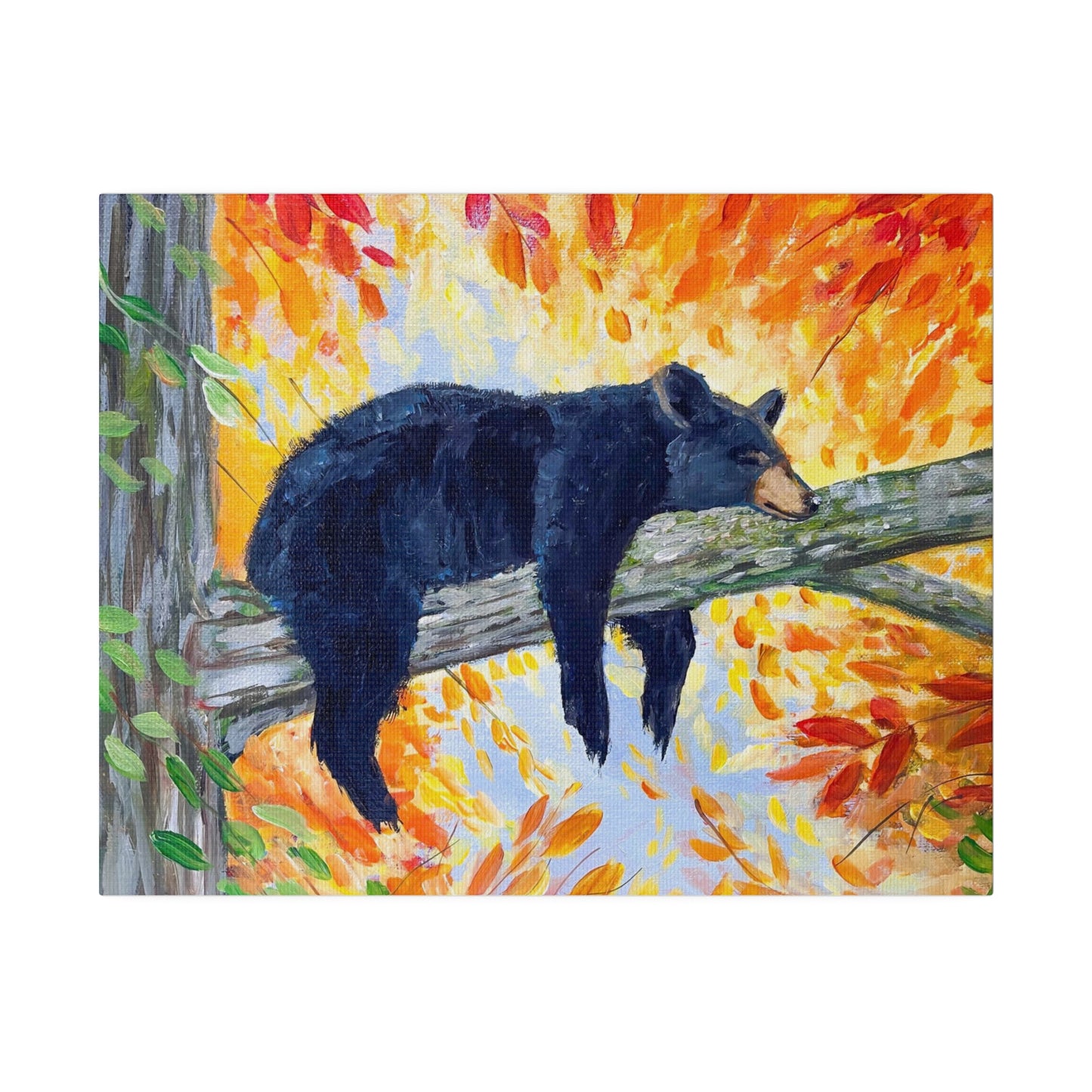 Bear Cozy Autumn | Matte Canvas, Stretched