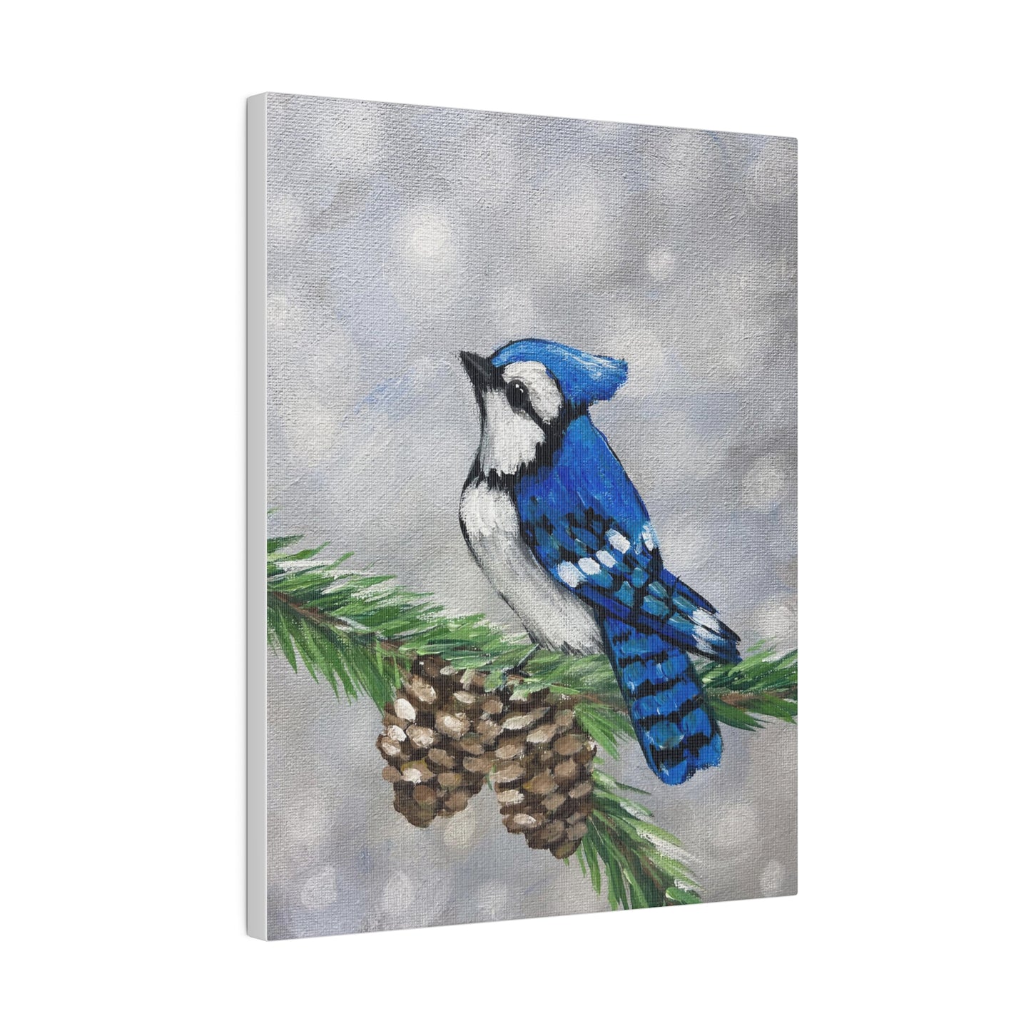 Snowy Blue Jay | Matte Canvas, Stretched
