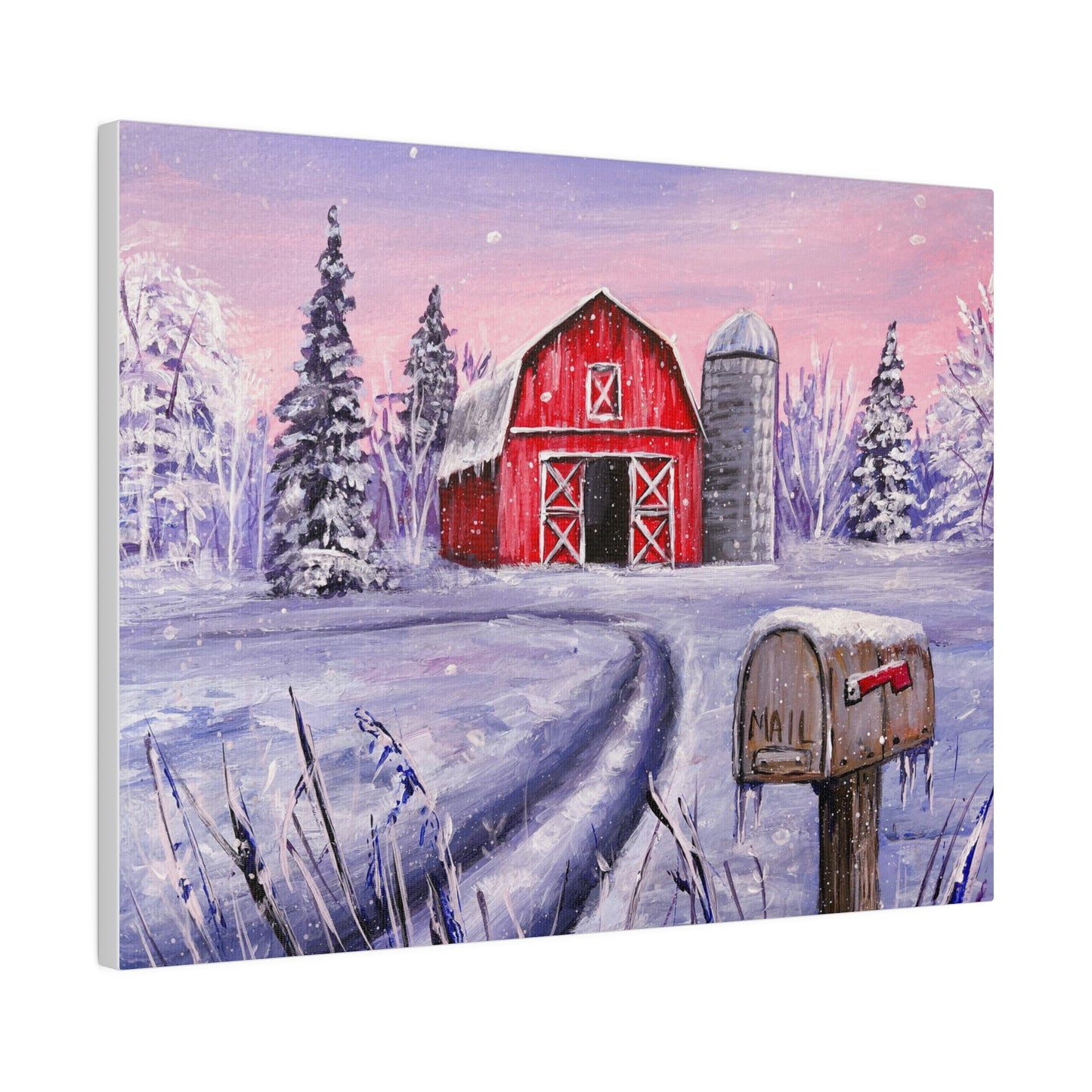 Winter Barn | Matte Canvas, Stretched