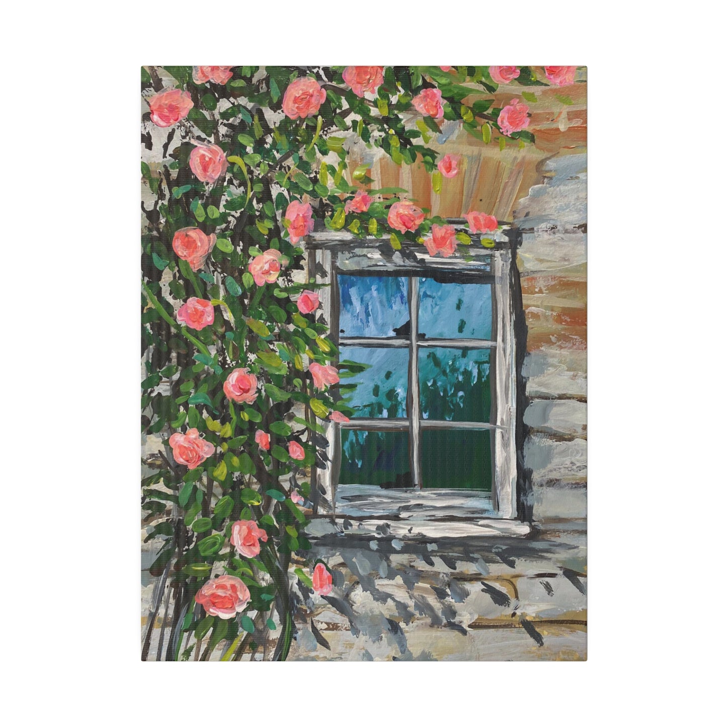 Roses Climbing an Old Wall | Matte Canvas, Stretched