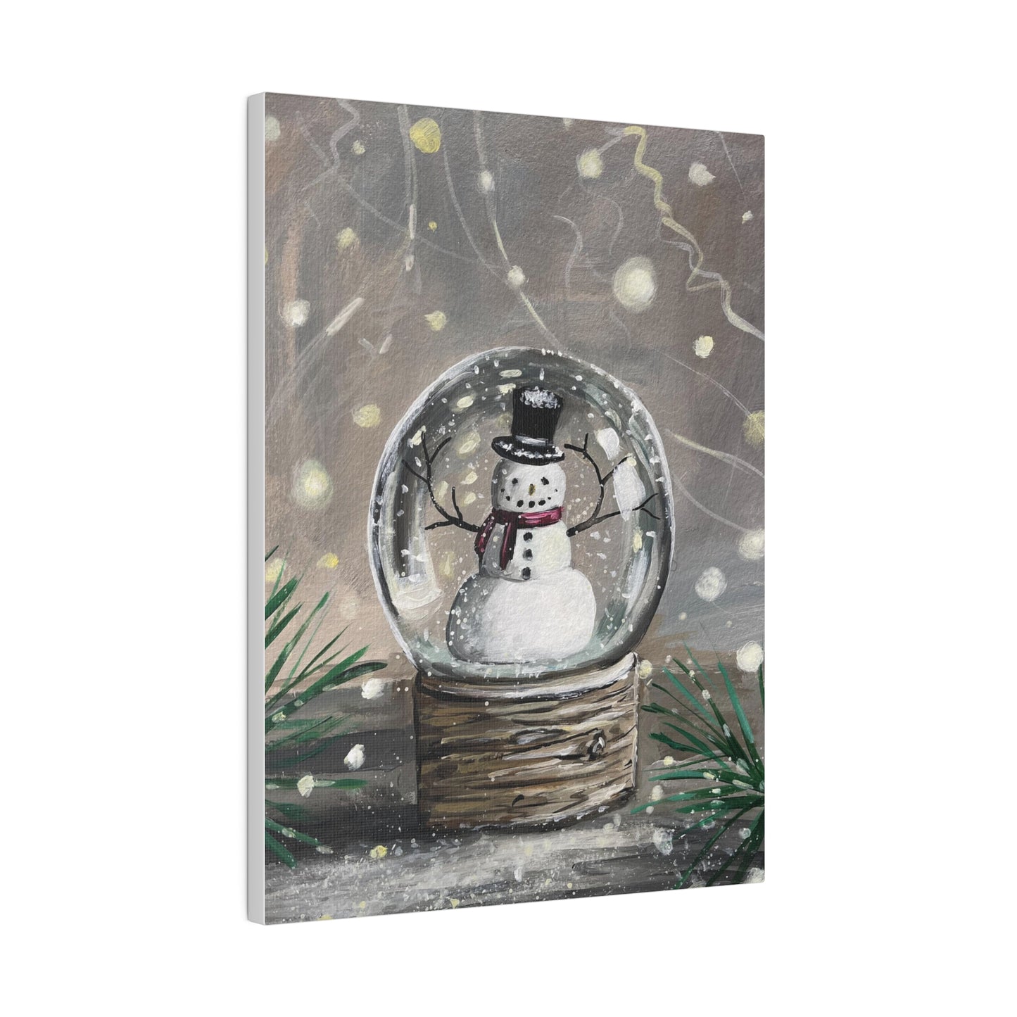Snowman Snow Globe | Matte Canvas, Stretched