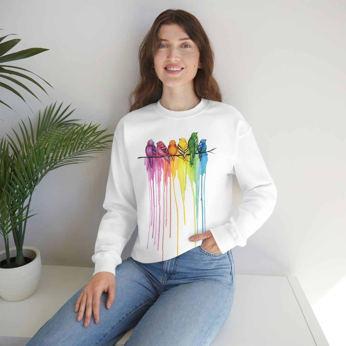 Rainbow Birds | Unisex Heavy Blend™ Crewneck Sweatshirt