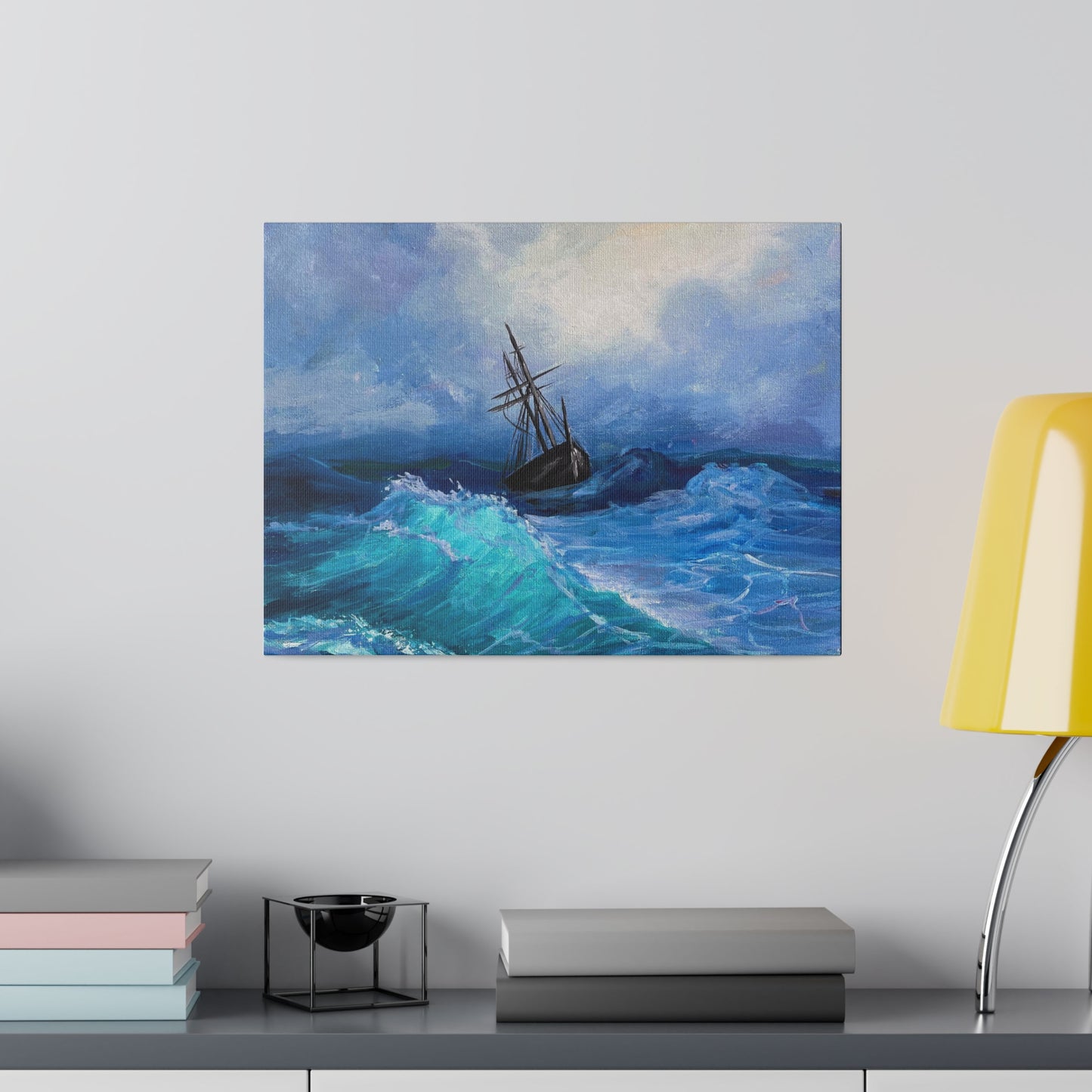 Pirate Ship on Stormy Seas | Matte Canvas, Stretched