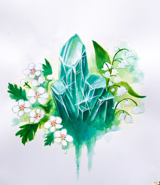 May Birthstone - Emerald, Lily of the Valley and Hawthorn