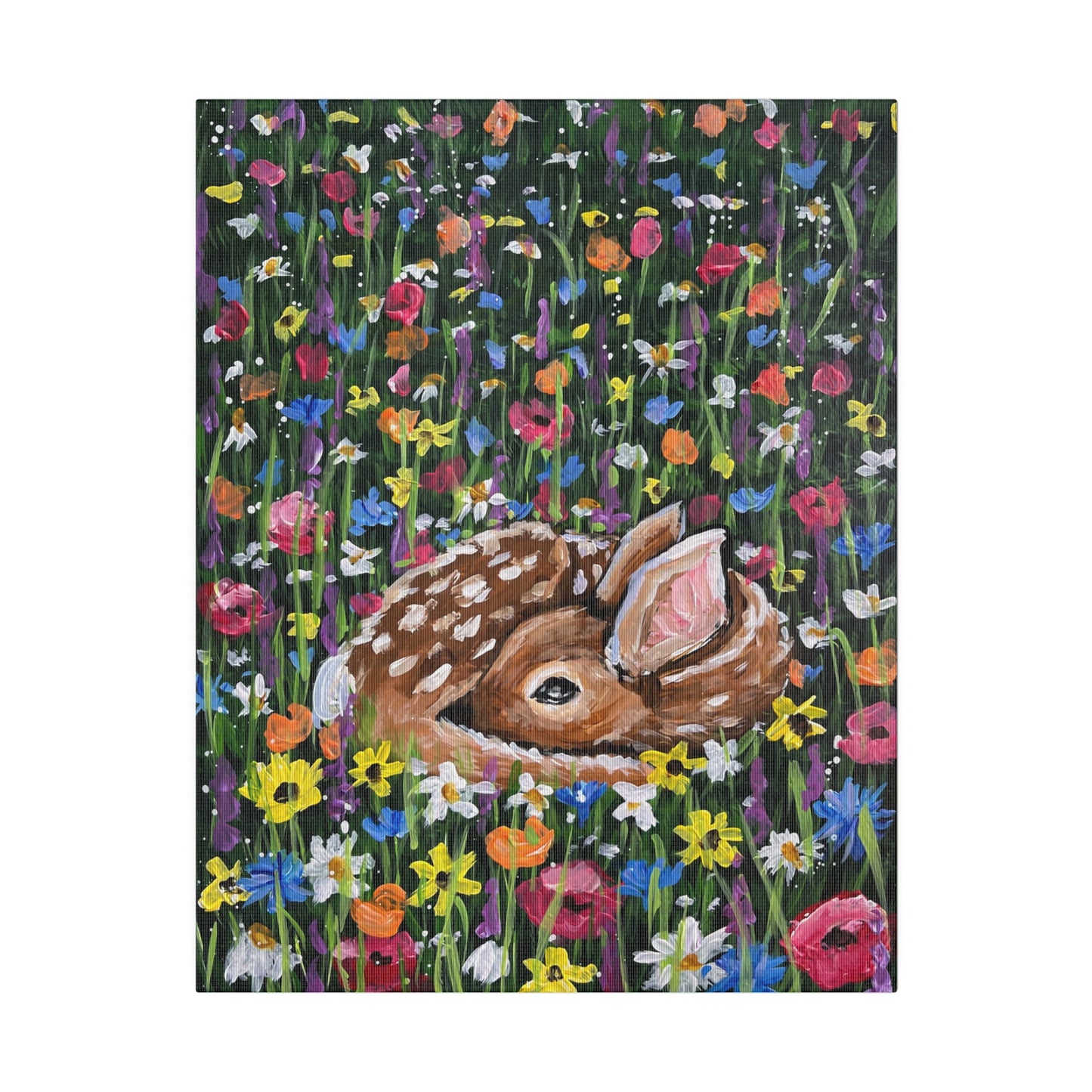 Floral Fawn | Matte Canvas, Stretched