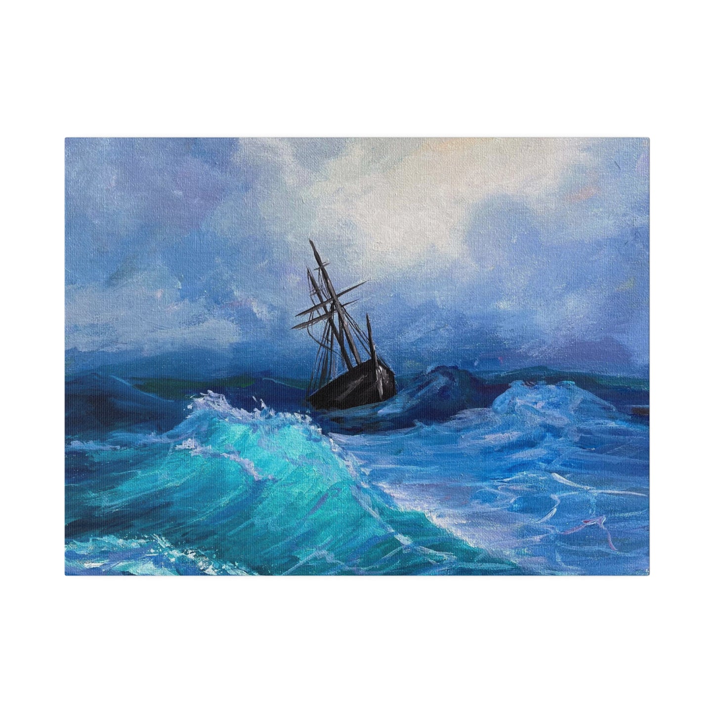 Pirate Ship on Stormy Seas | Matte Canvas, Stretched