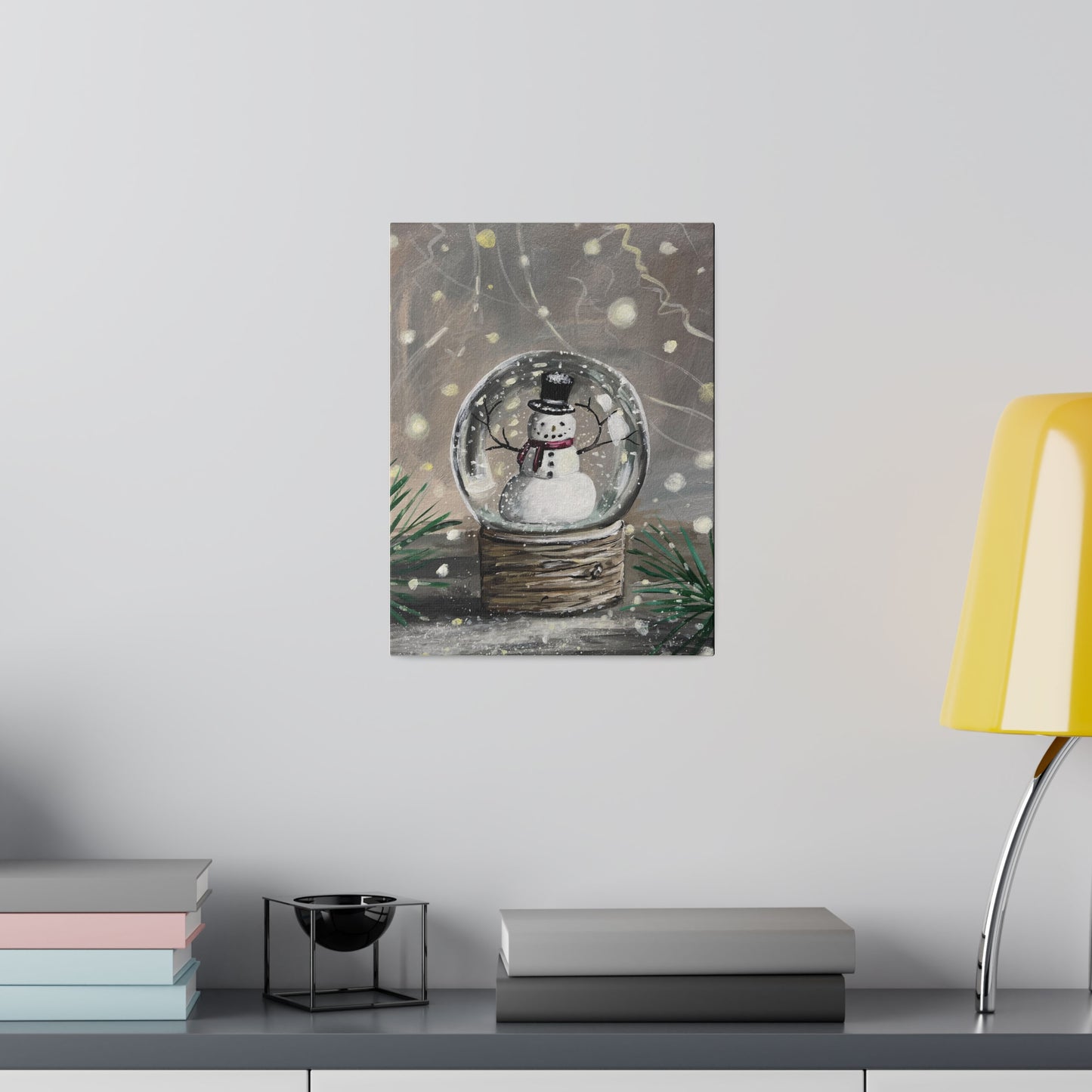 Snowman Snow Globe | Matte Canvas, Stretched