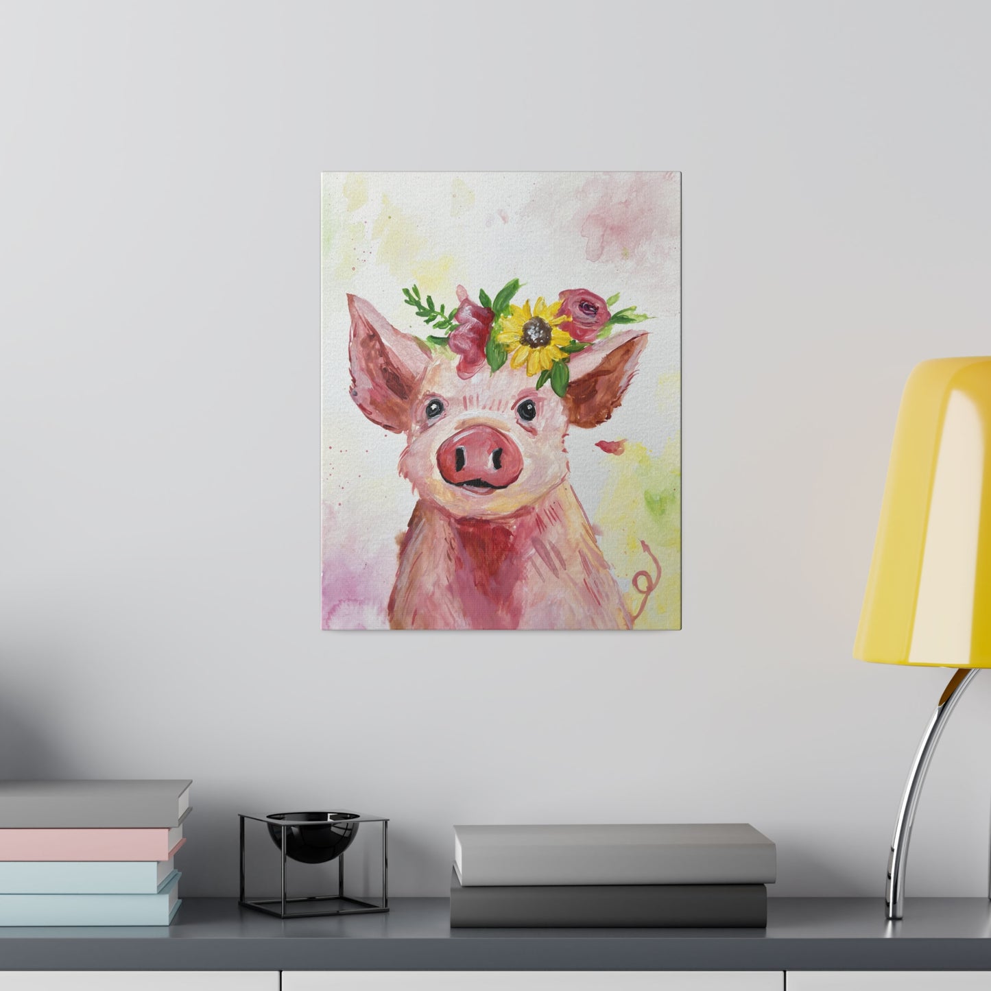 Farmyard Friends - Pig | Matte Canvas, Stretched