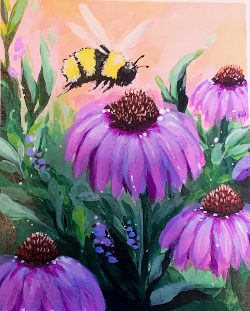 Buzzin' Above Coneflowers