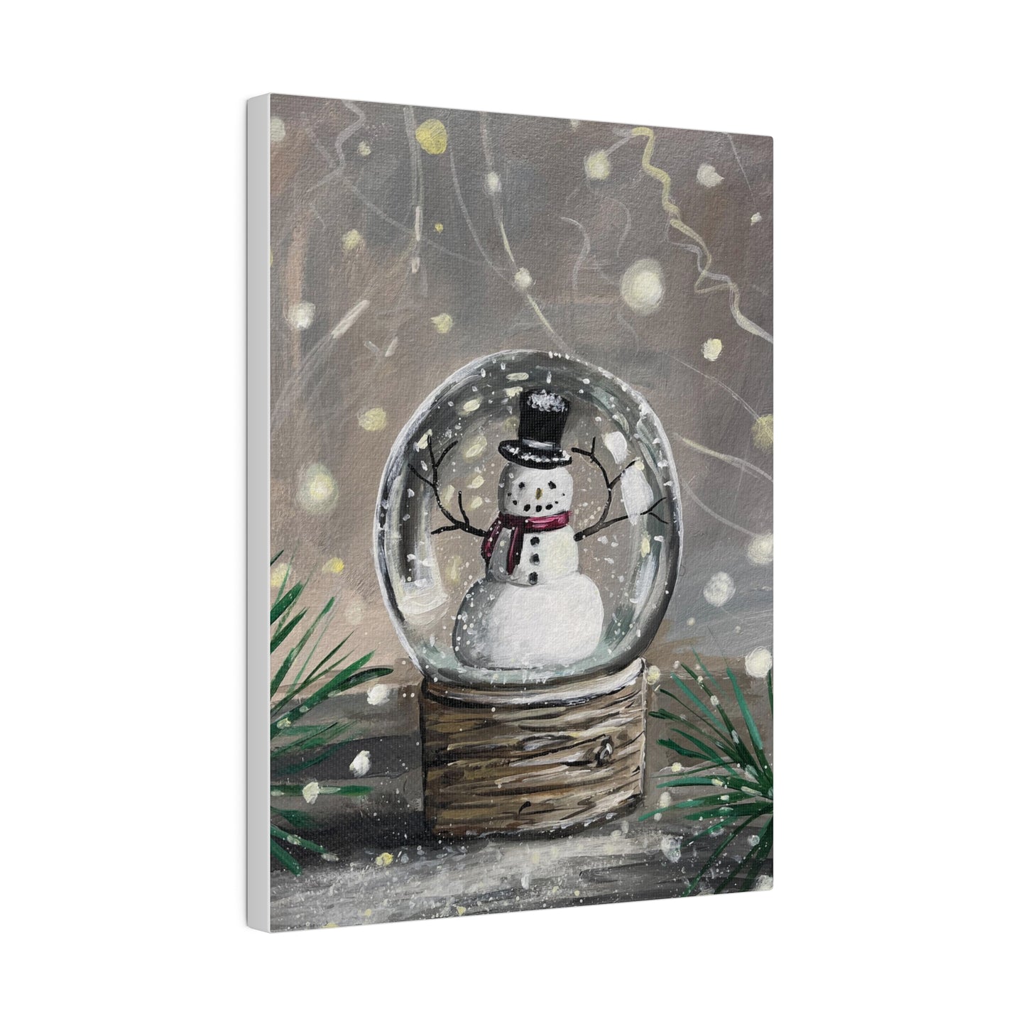 Snowman Snow Globe | Matte Canvas, Stretched