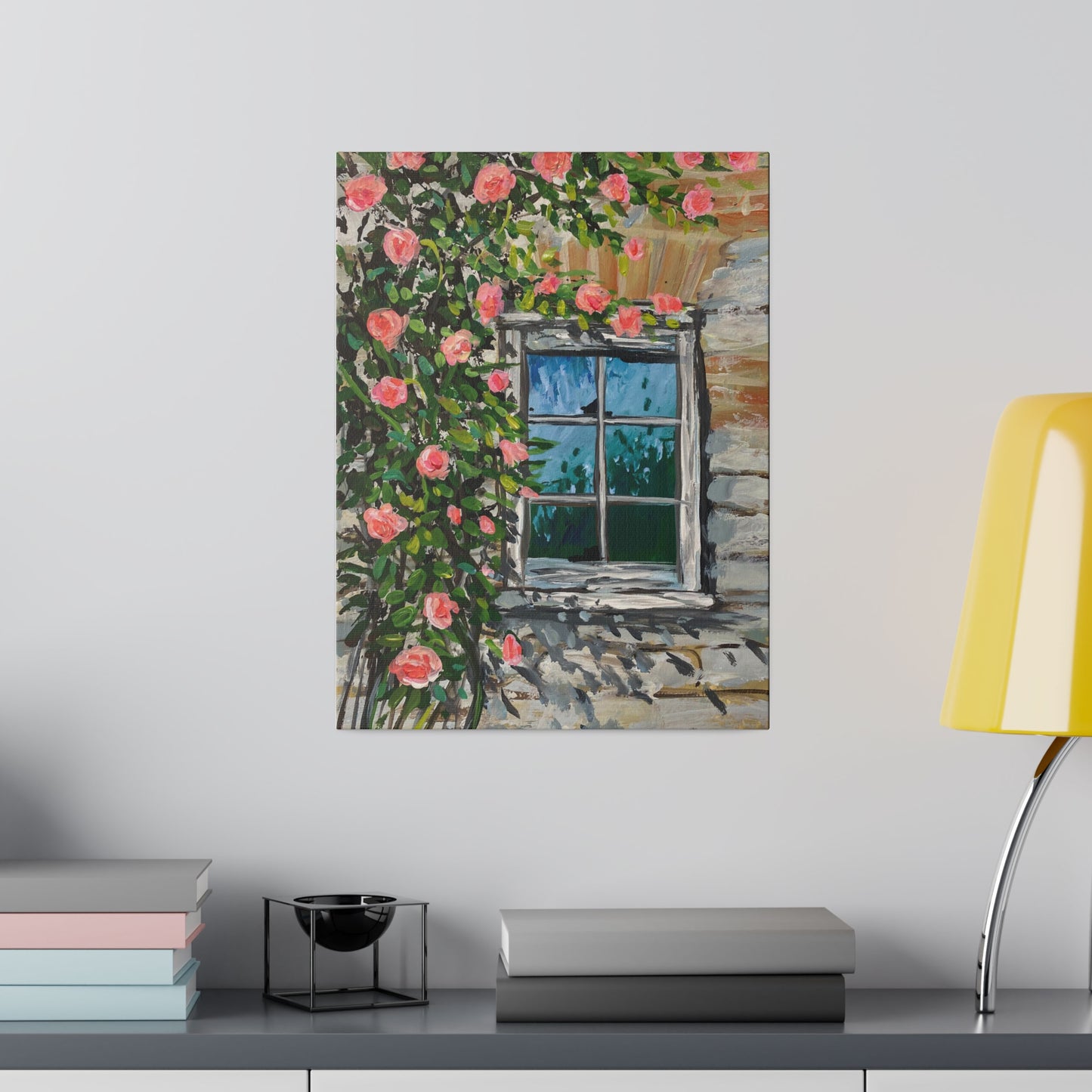 Roses Climbing an Old Wall | Matte Canvas, Stretched