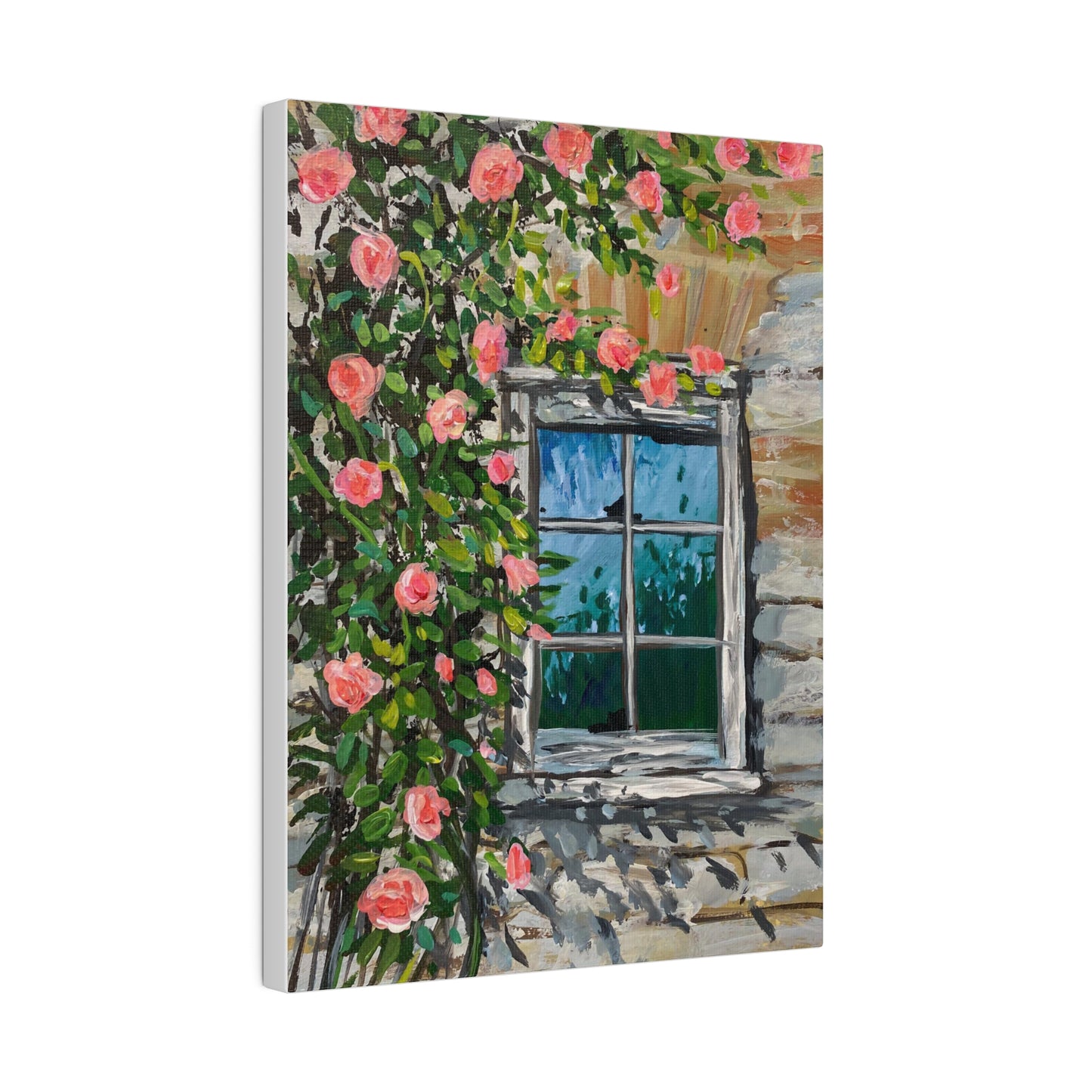 Roses Climbing an Old Wall | Matte Canvas, Stretched