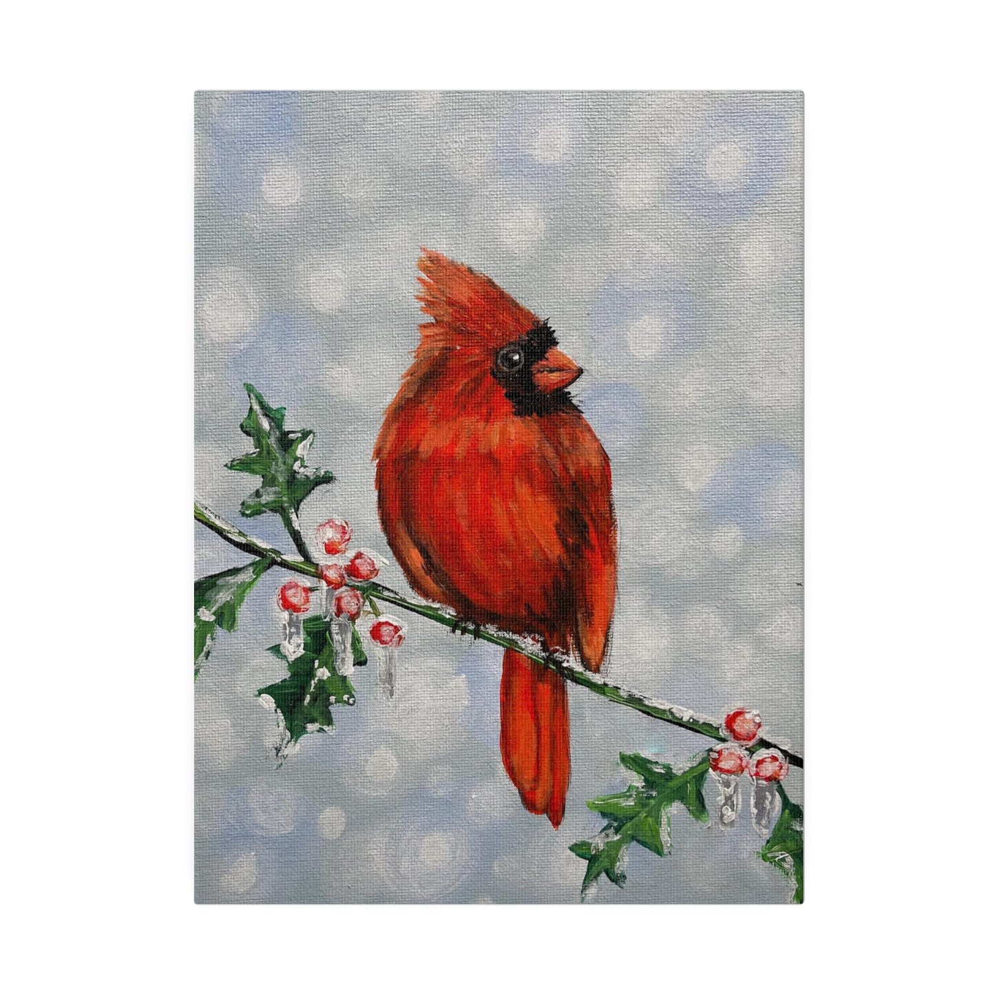 Holly Berry Birdie | Matte Canvas, Stretched
