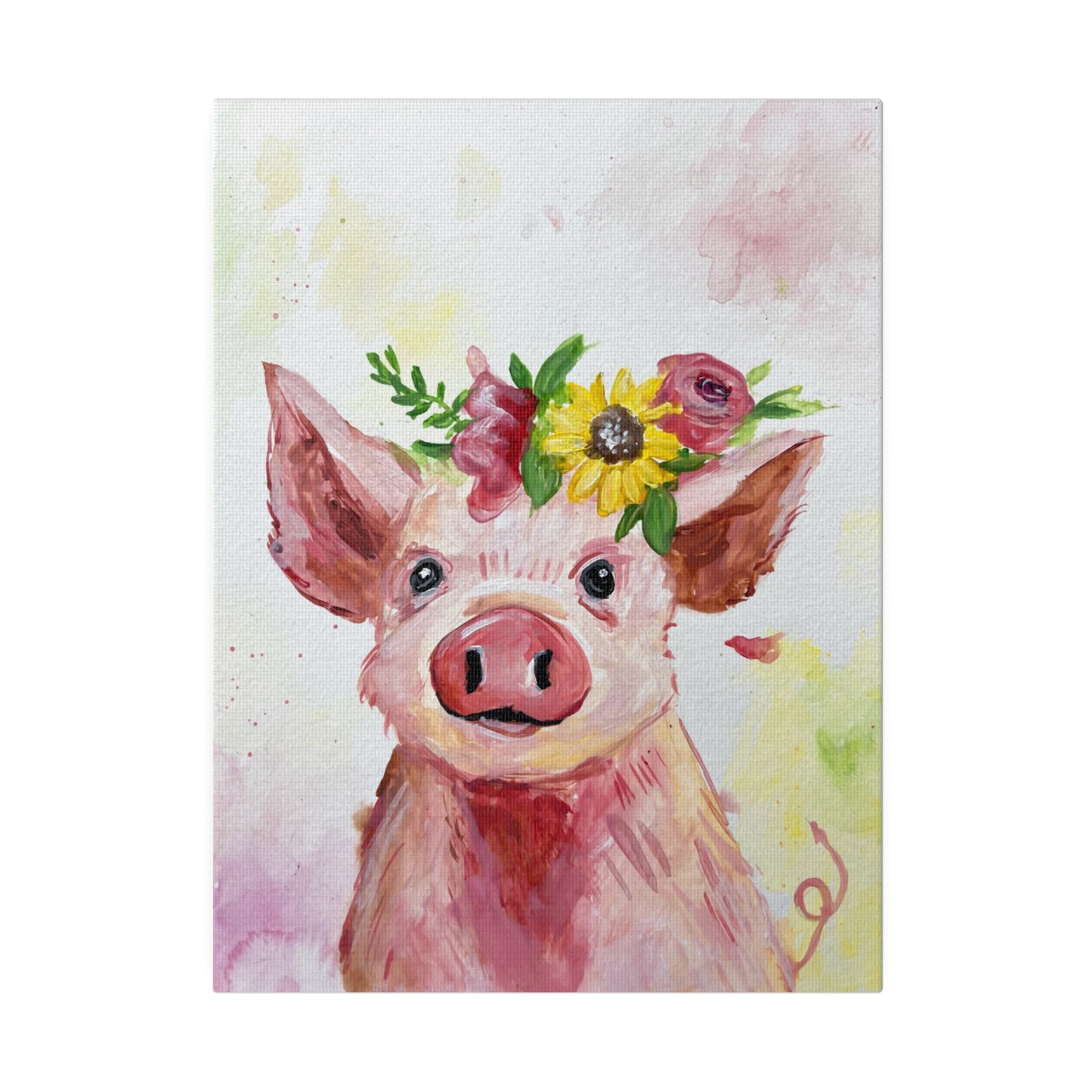 Farmyard Friends - Pig | Matte Canvas, Stretched