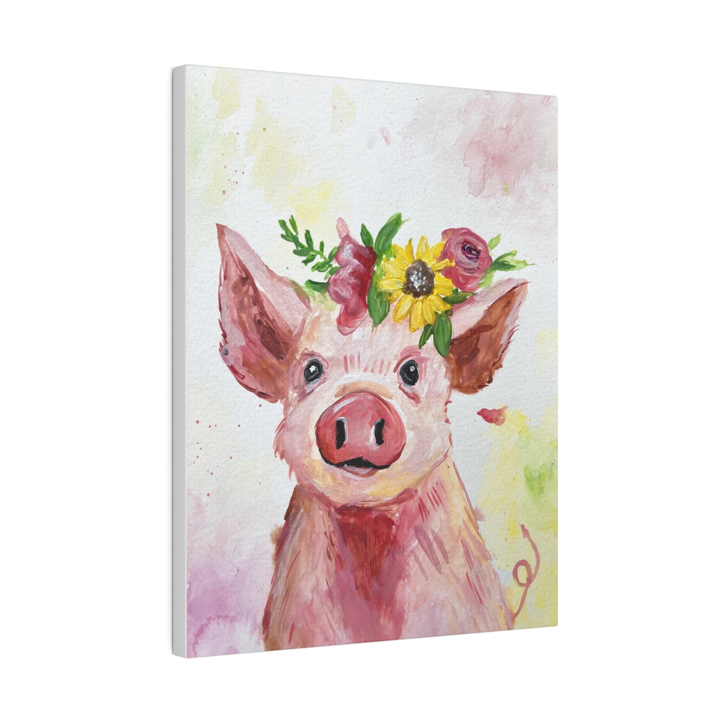 Farmyard Friends - Pig | Matte Canvas, Stretched