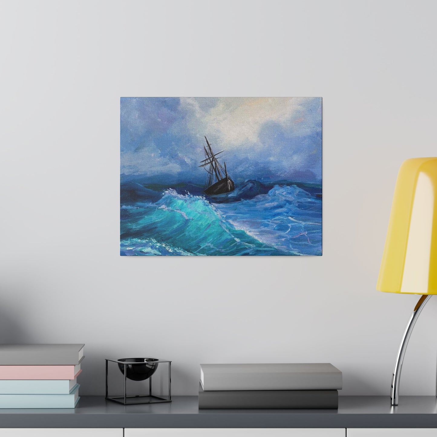 Pirate Ship on Stormy Seas | Matte Canvas, Stretched